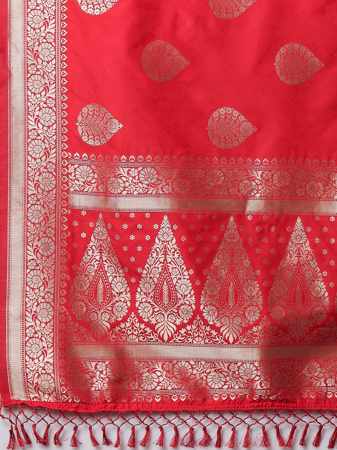 Crimson Red Banarasi Silk Saree - Ressa