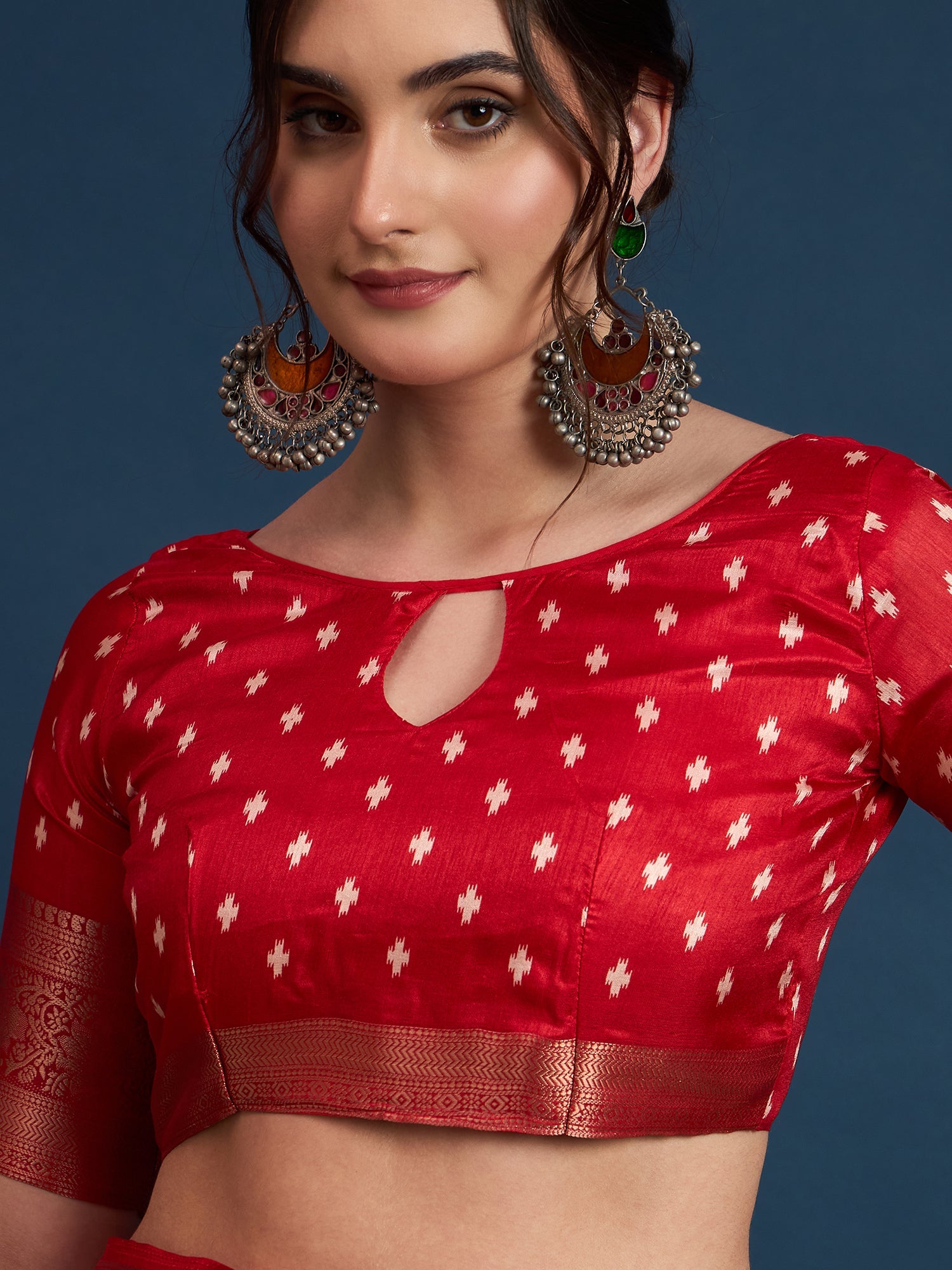 Crimson Red Bandhani Silk Saree - Ressa