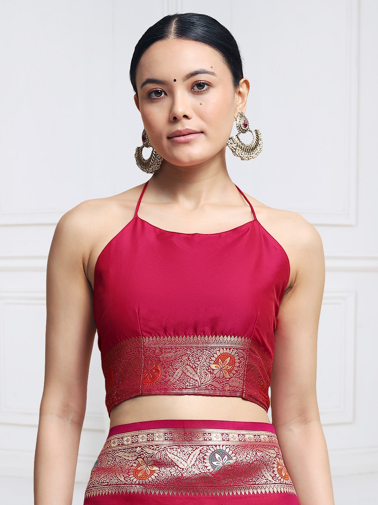 Crimson Silk Banarasi with Meenakari Weave Saree - Ressa