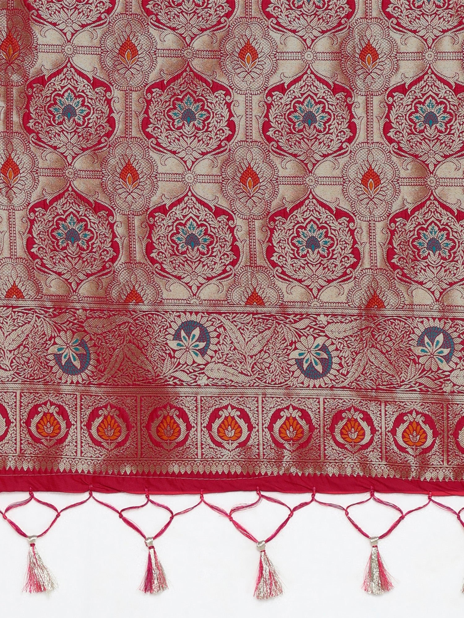 Crimson Silk Banarasi with Meenakari Weave Saree - Ressa