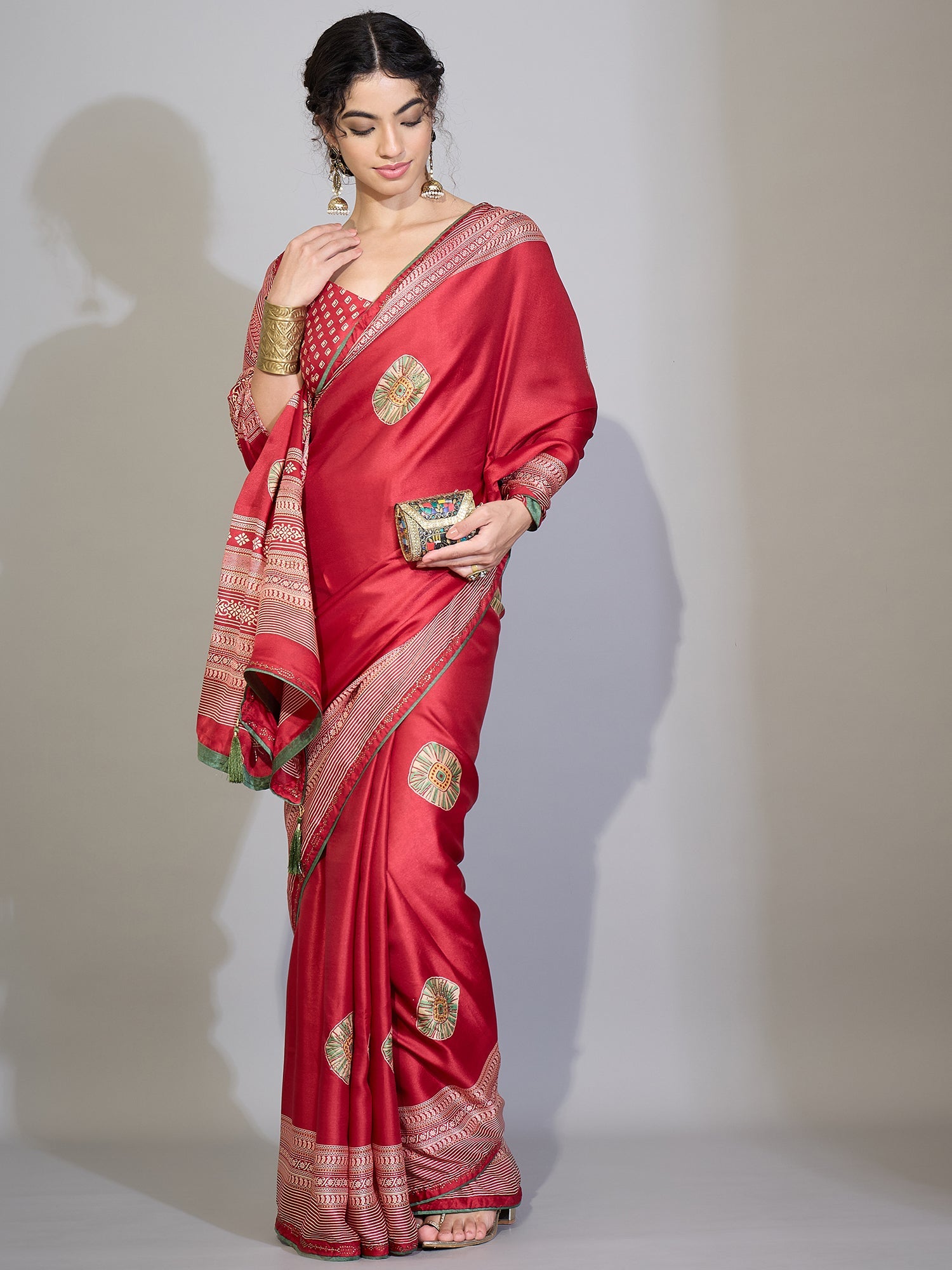 Crimson Silk Saree - Ressa
