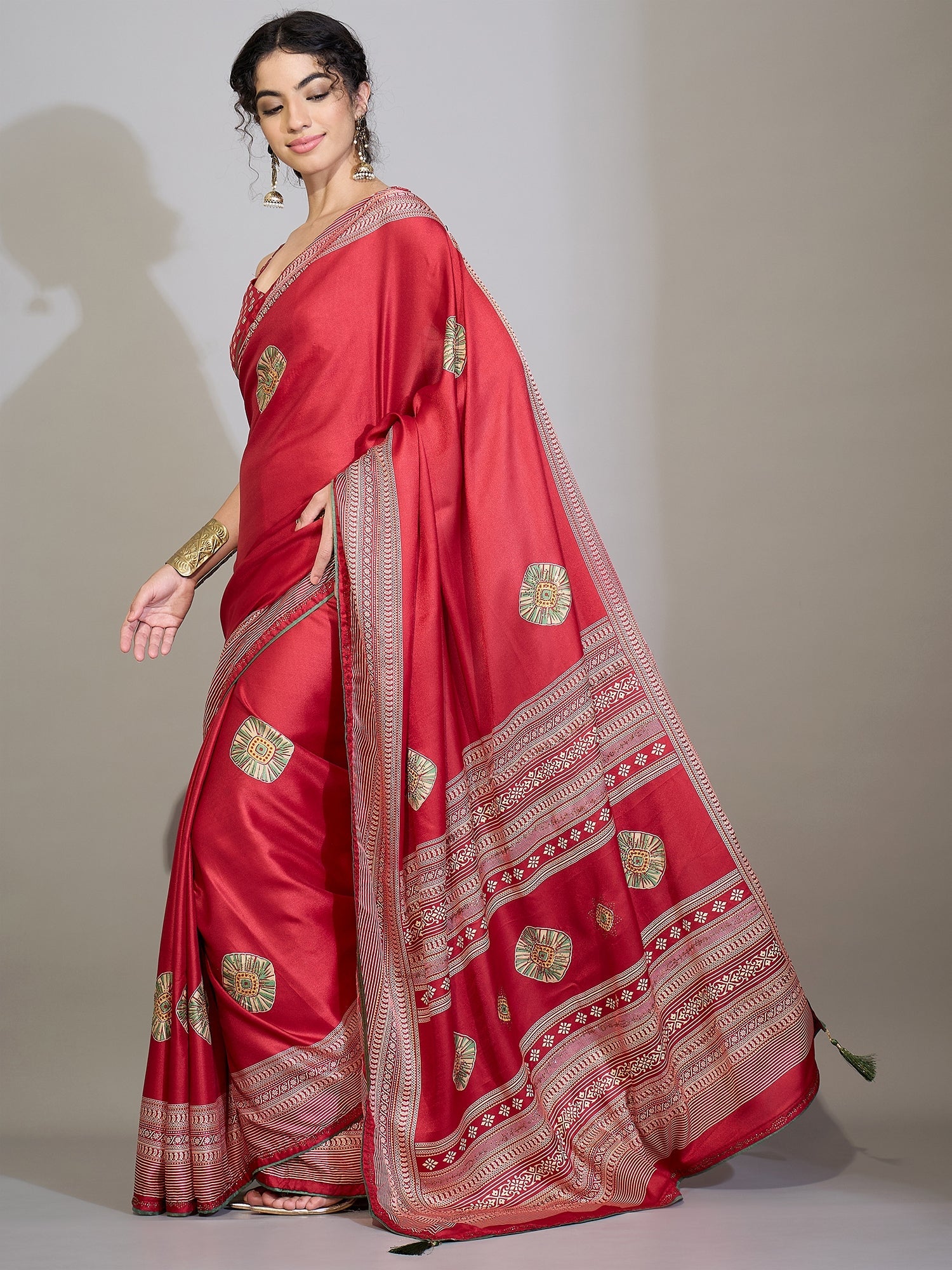 Crimson Silk Saree - Ressa