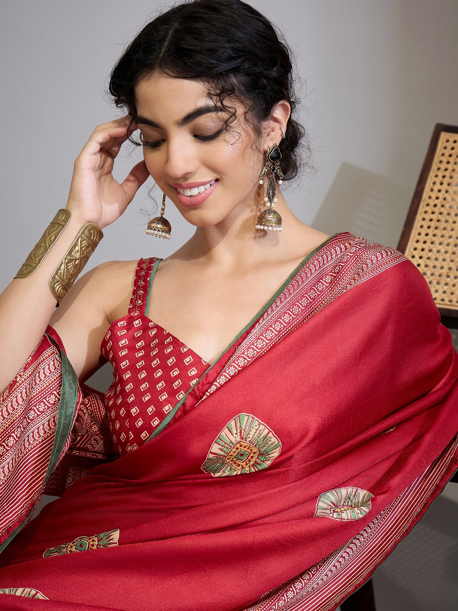 Crimson Silk Saree - Ressa