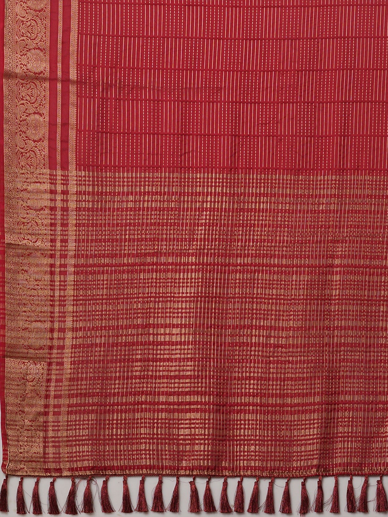Crimson Zari Viscose Saree with Banarasi Border - Ressa