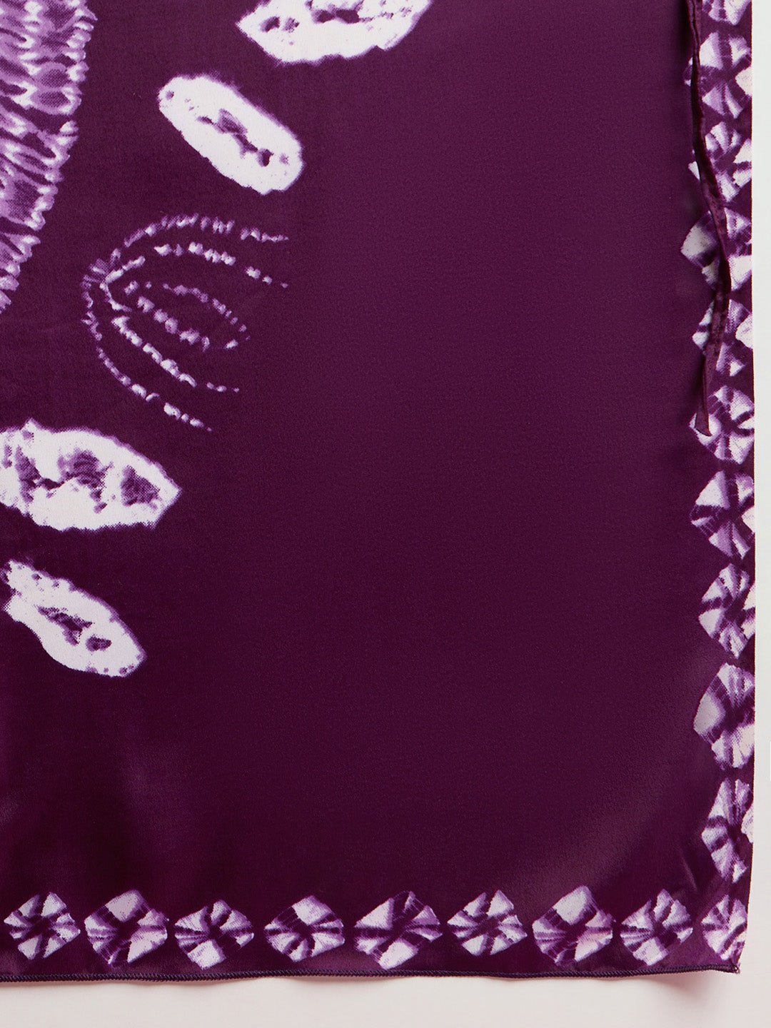 Wine Crepe Bandhani Printed Saree - Ressa