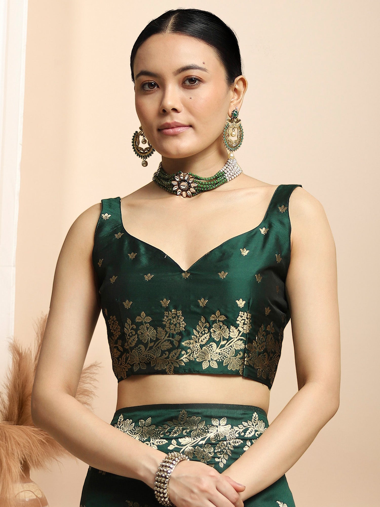 Dark Green Banarasi Silk Saree - Ressa