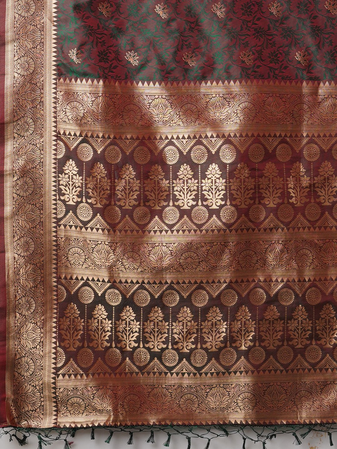 Dark Green Banarasi Silk Saree - Ressa