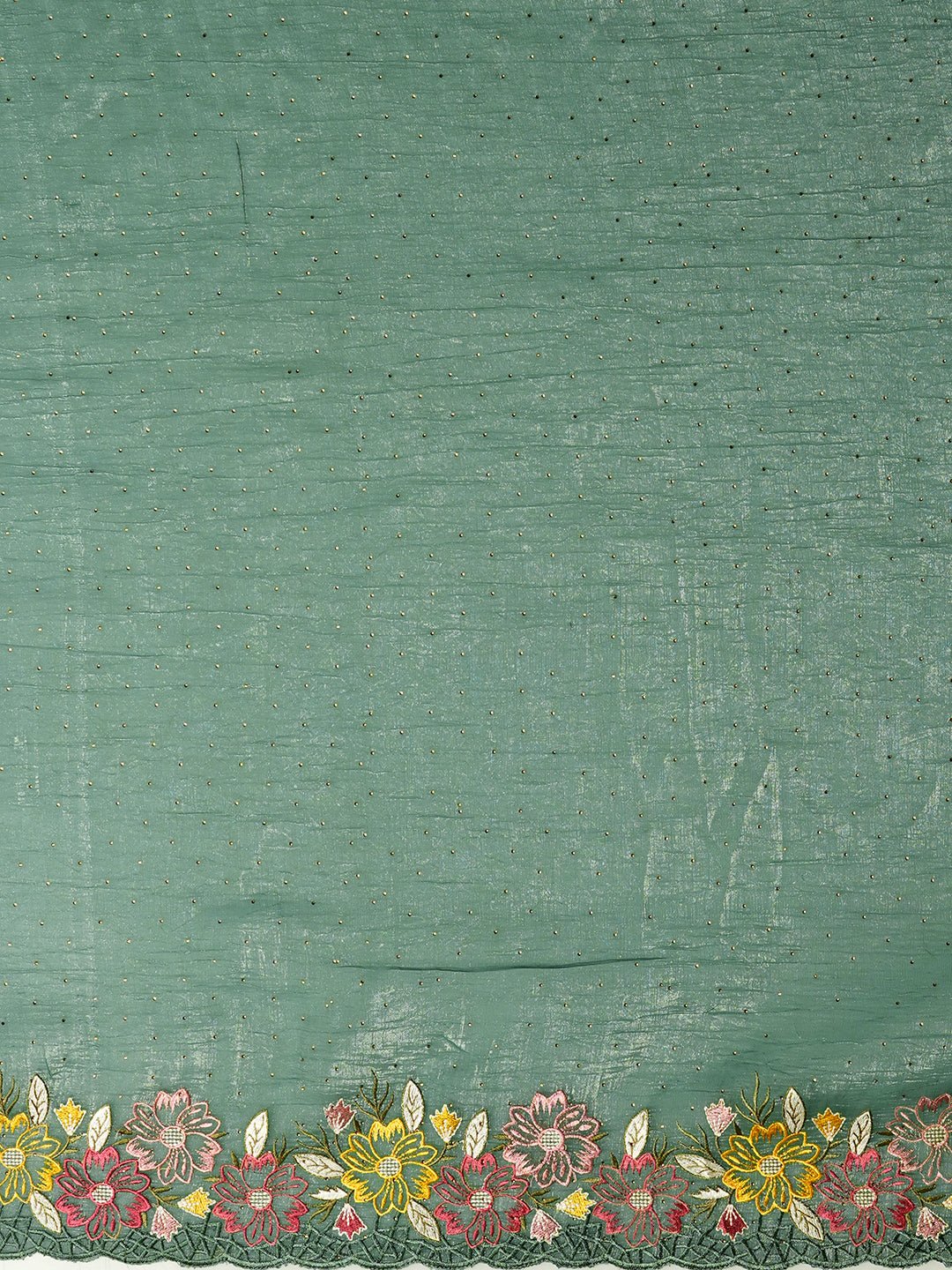 Dark Green Embroidered Tissue Silk Saree - Ressa