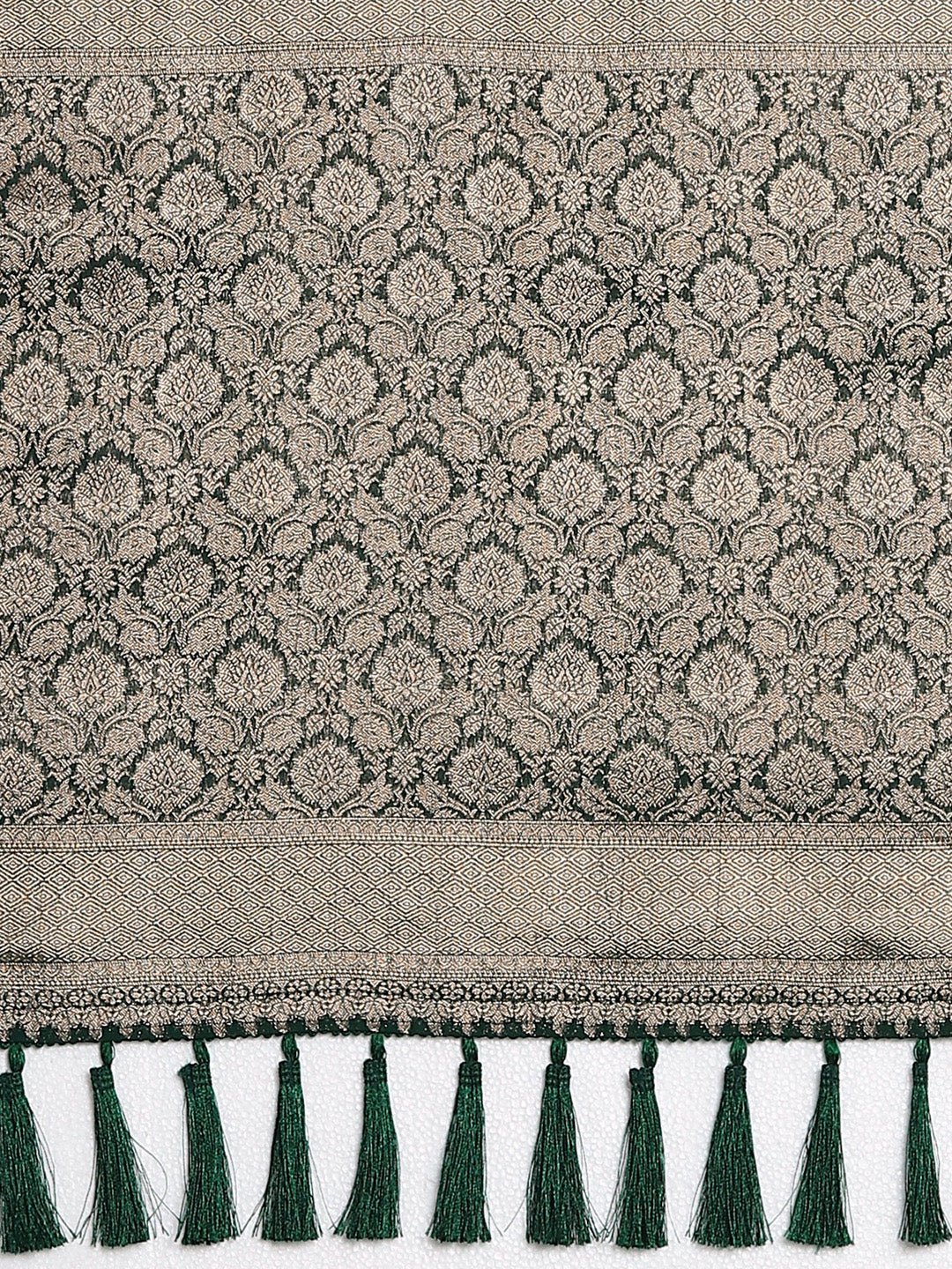 Dark Green Silk Blend Heritage Banarasi Style Saree - Ressa