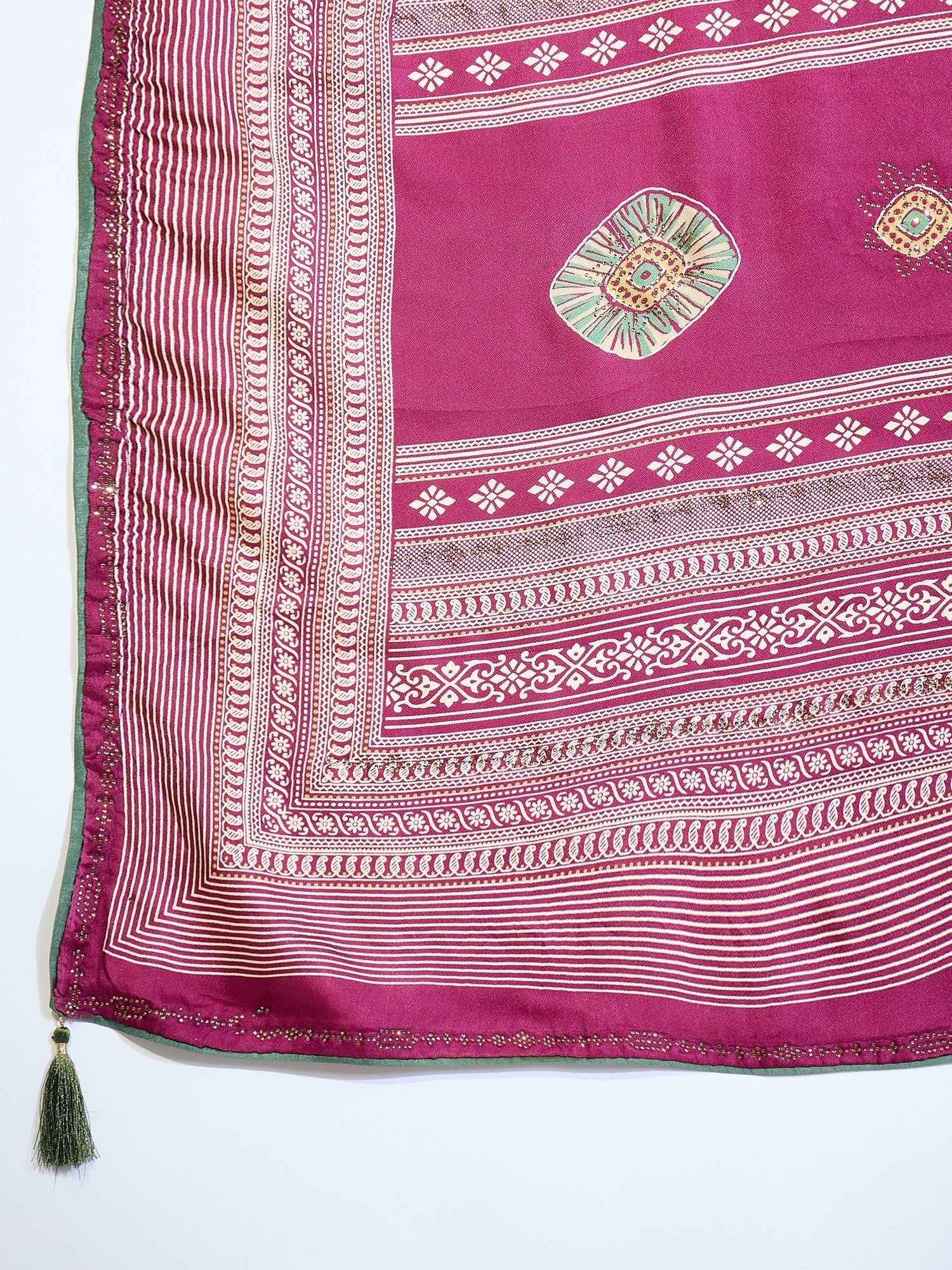 Dark Pink Tissue Silk Saree with Zari Stripes - Ressa