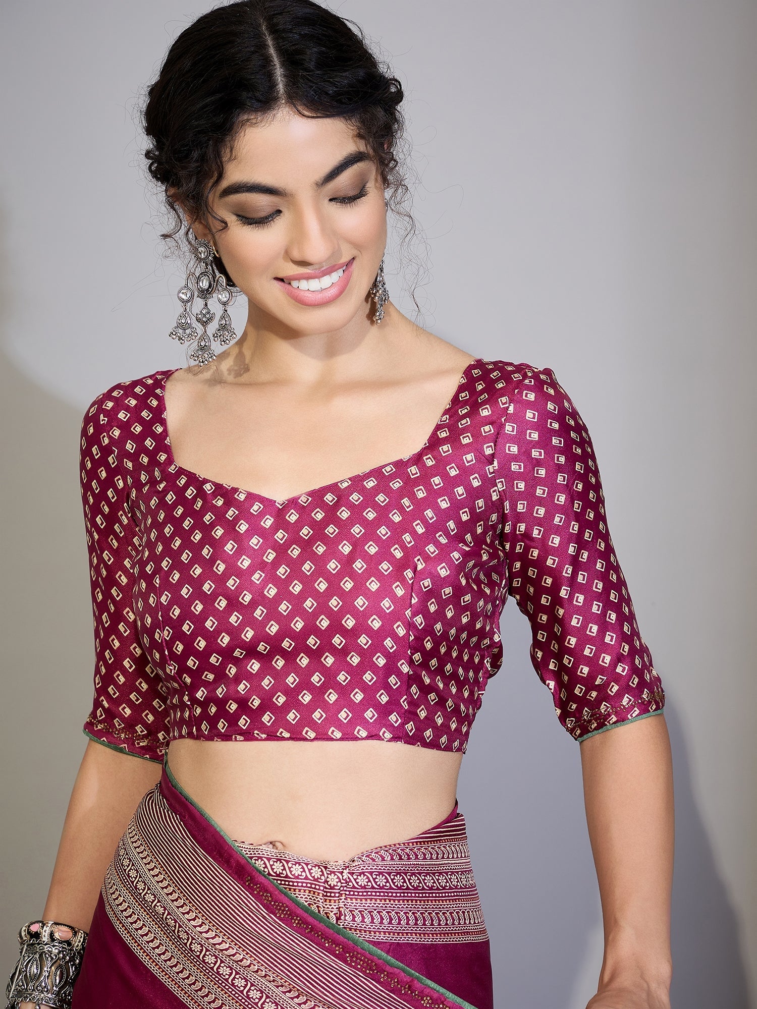 Dark Pink Tissue Silk Saree with Zari Stripes - Ressa