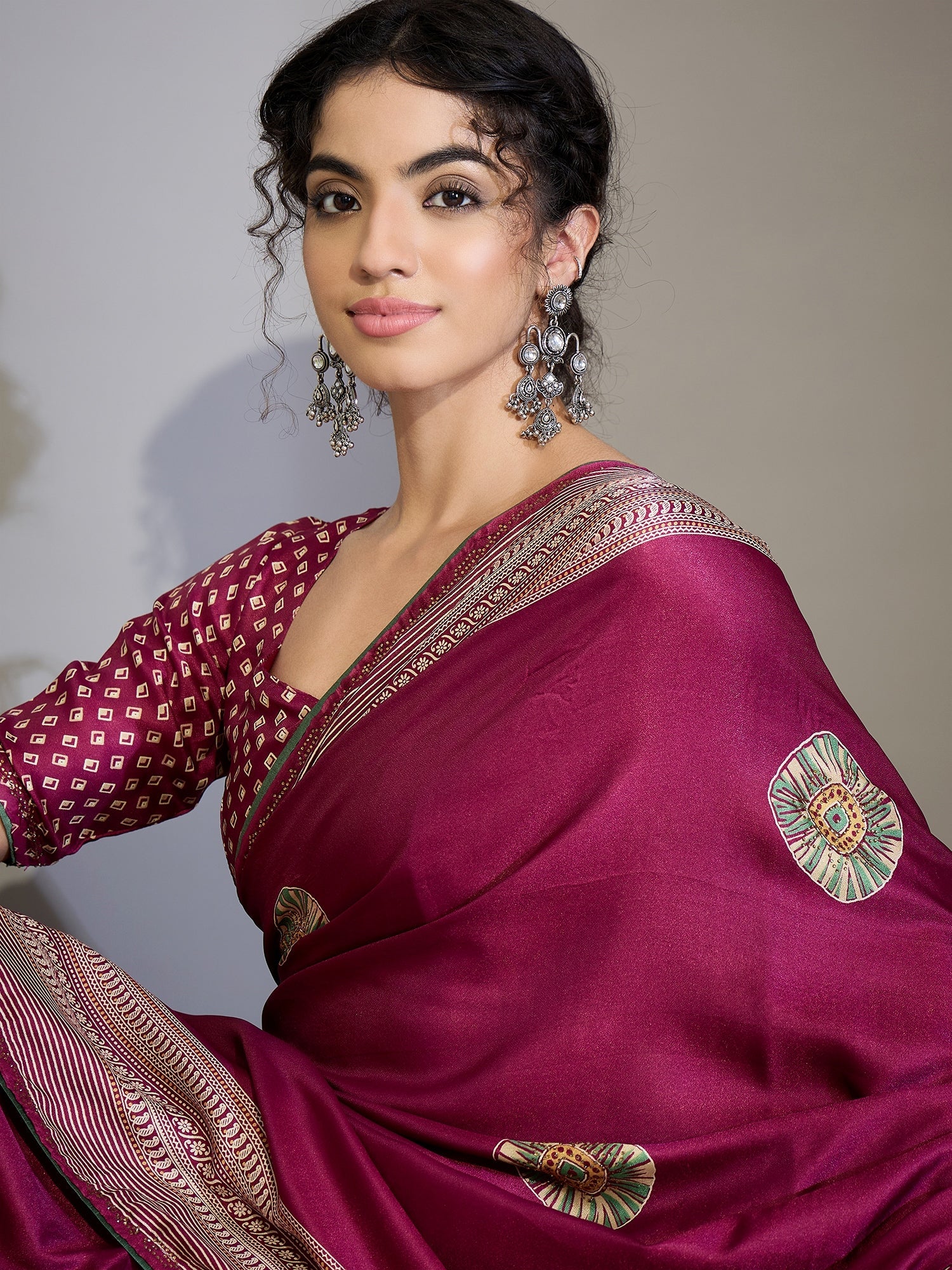 Dark Pink Tissue Silk Saree with Zari Stripes - Ressa
