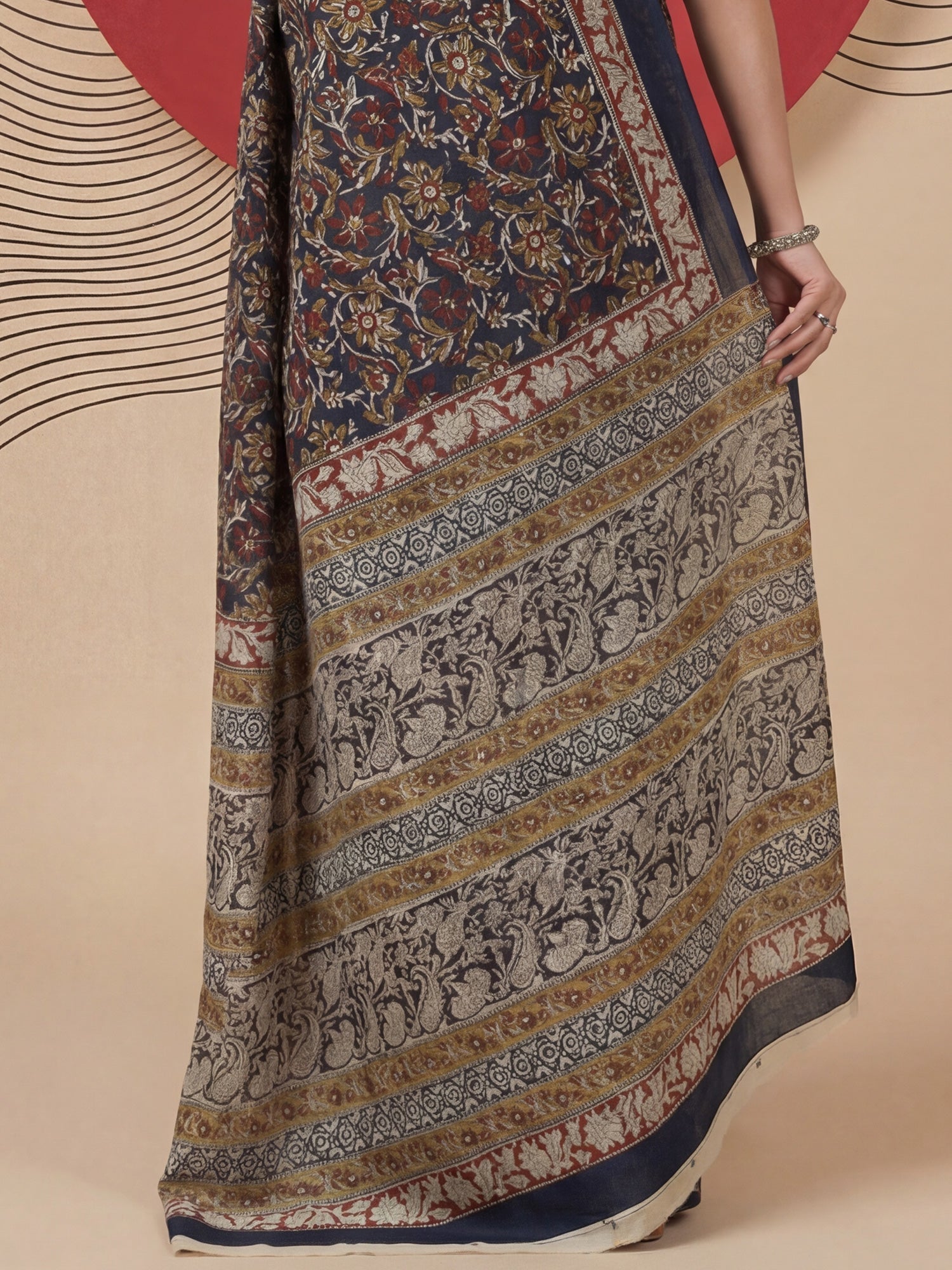 Deep Blue Kalamkari Saree - Ressa