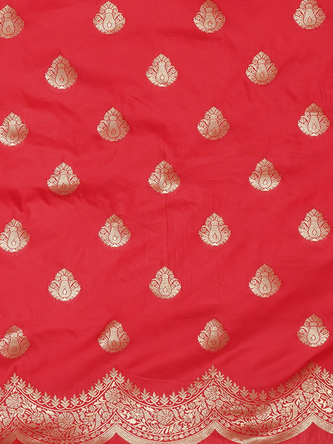Deep Crimson Red Banarasi Pure Silk Saree - Ressa