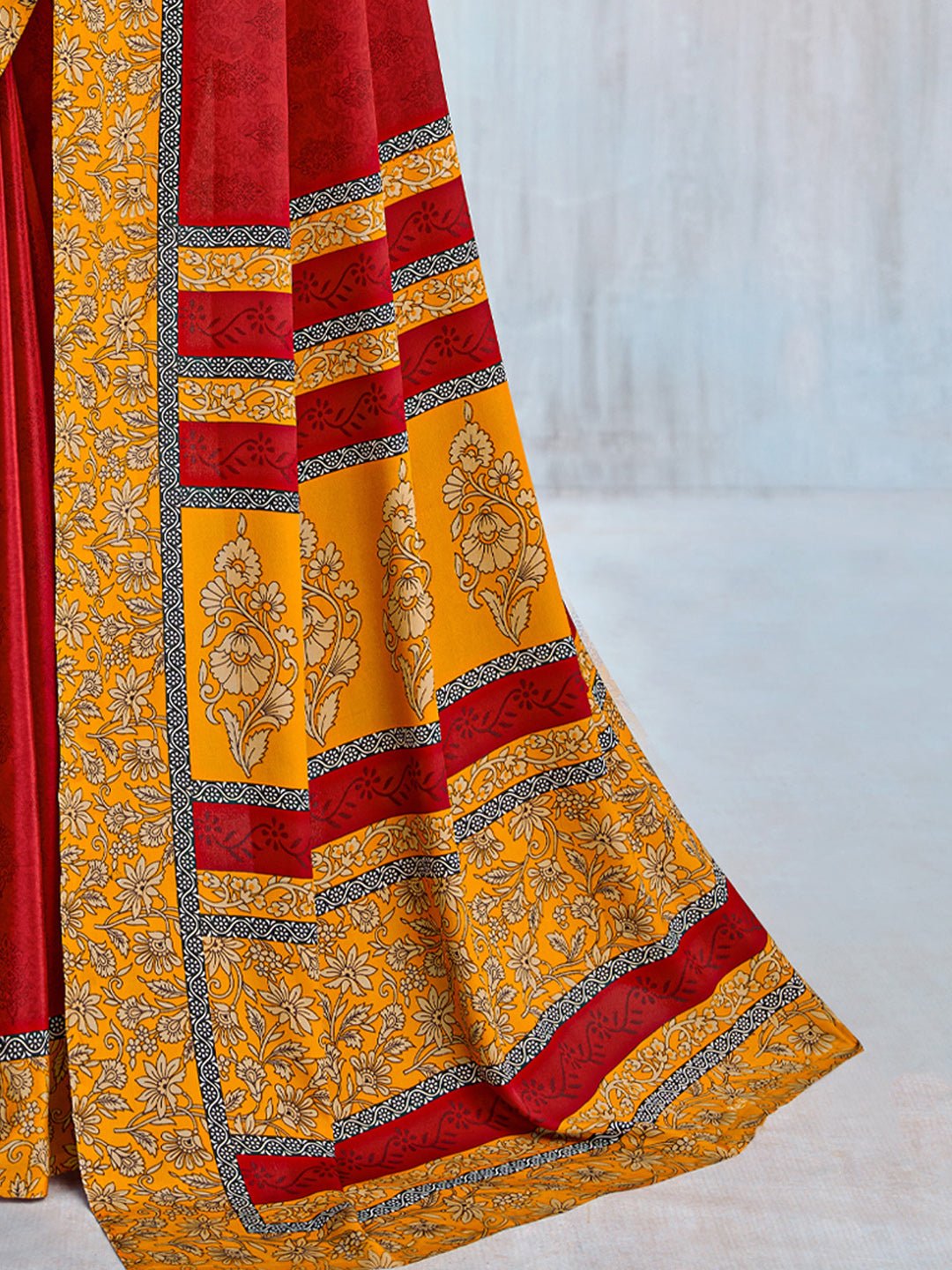 Deep Crimson Red Self-Weave Jacquard Silk Saree - Ressa