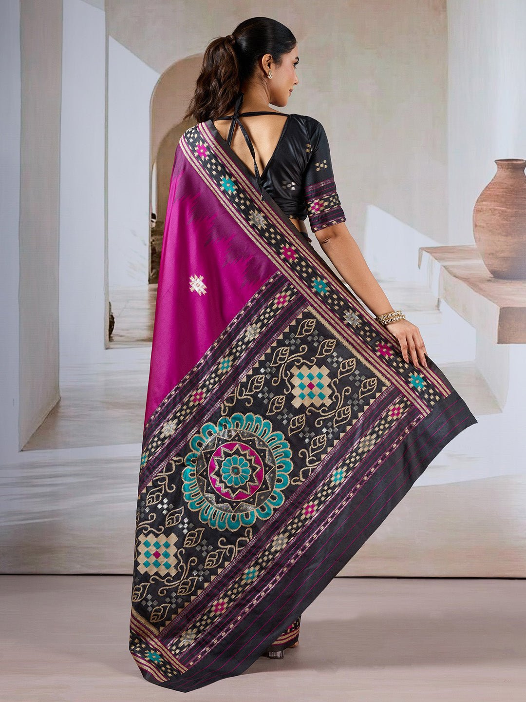 Deep Magenta Patola Silk Saree - Ressa