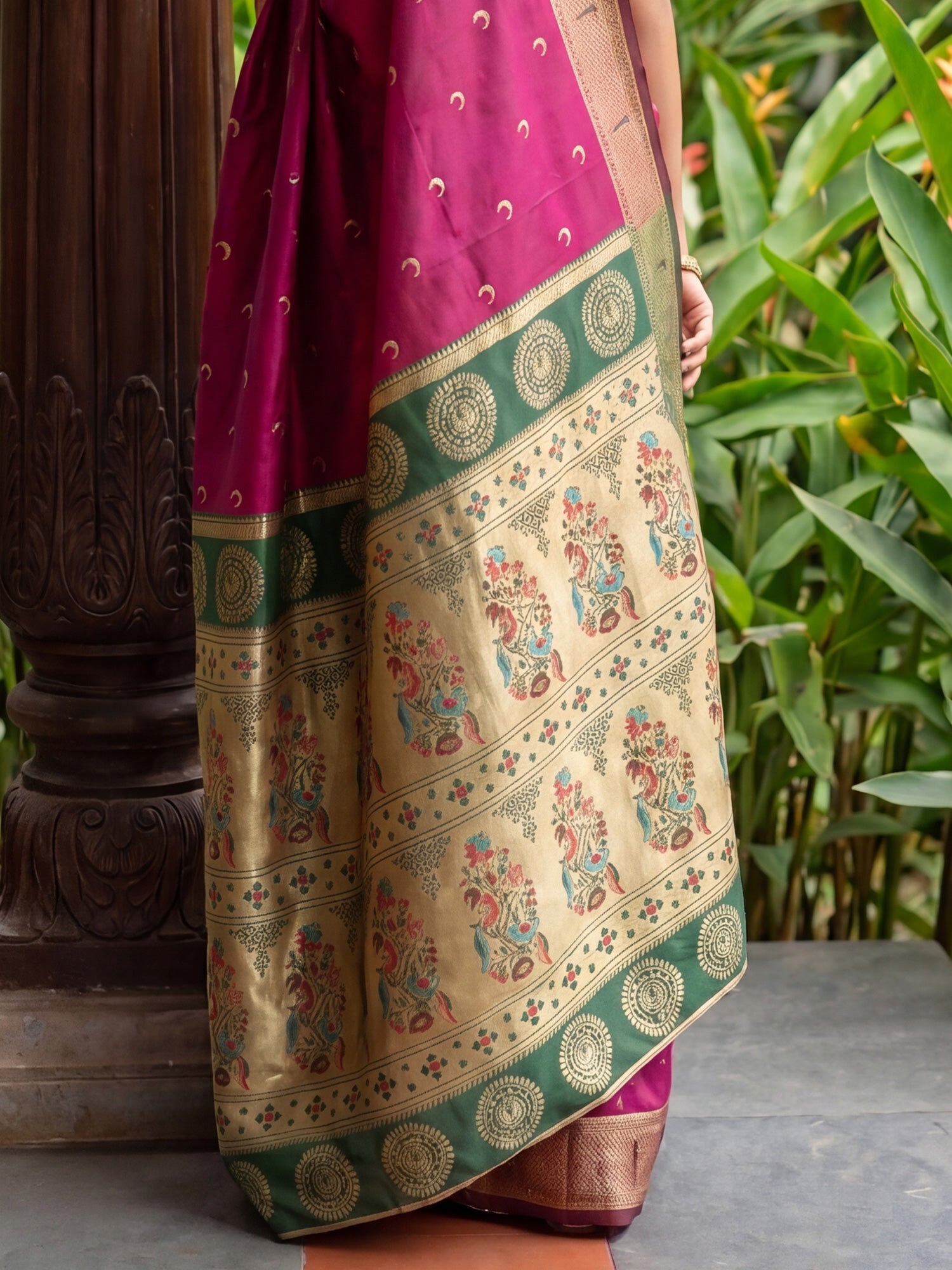Deep Magenta Silk Saree - Ressa