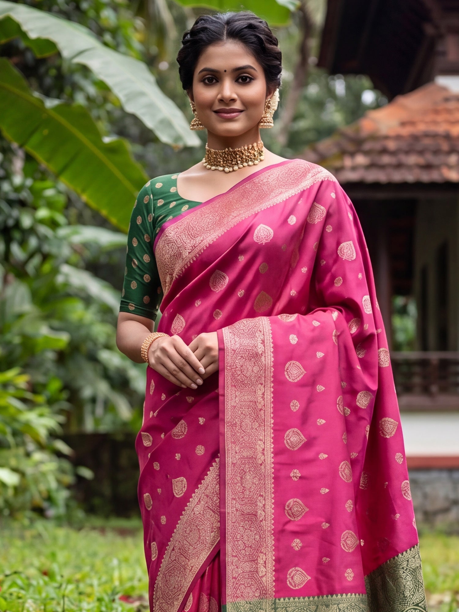 Deep Magenta Silk Saree - Ressa