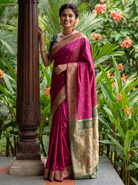 Deep Magenta Silk Saree - Ressa