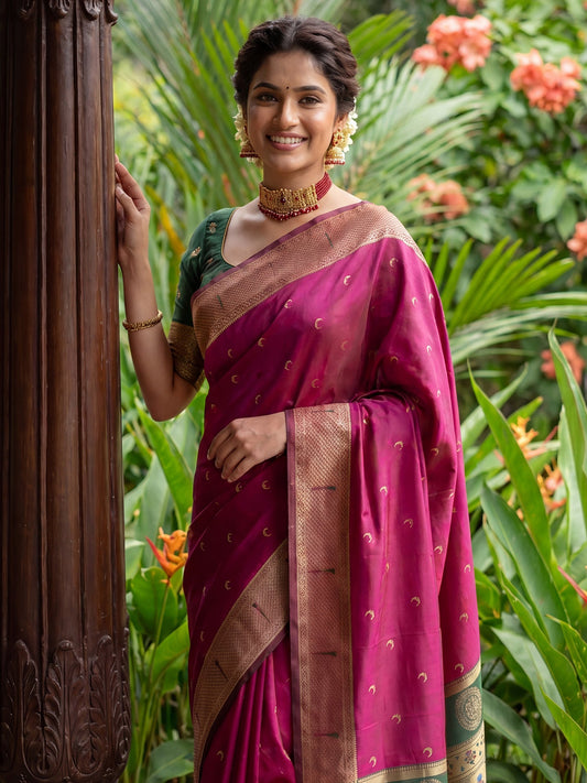 Deep Magenta Silk Saree - Ressa