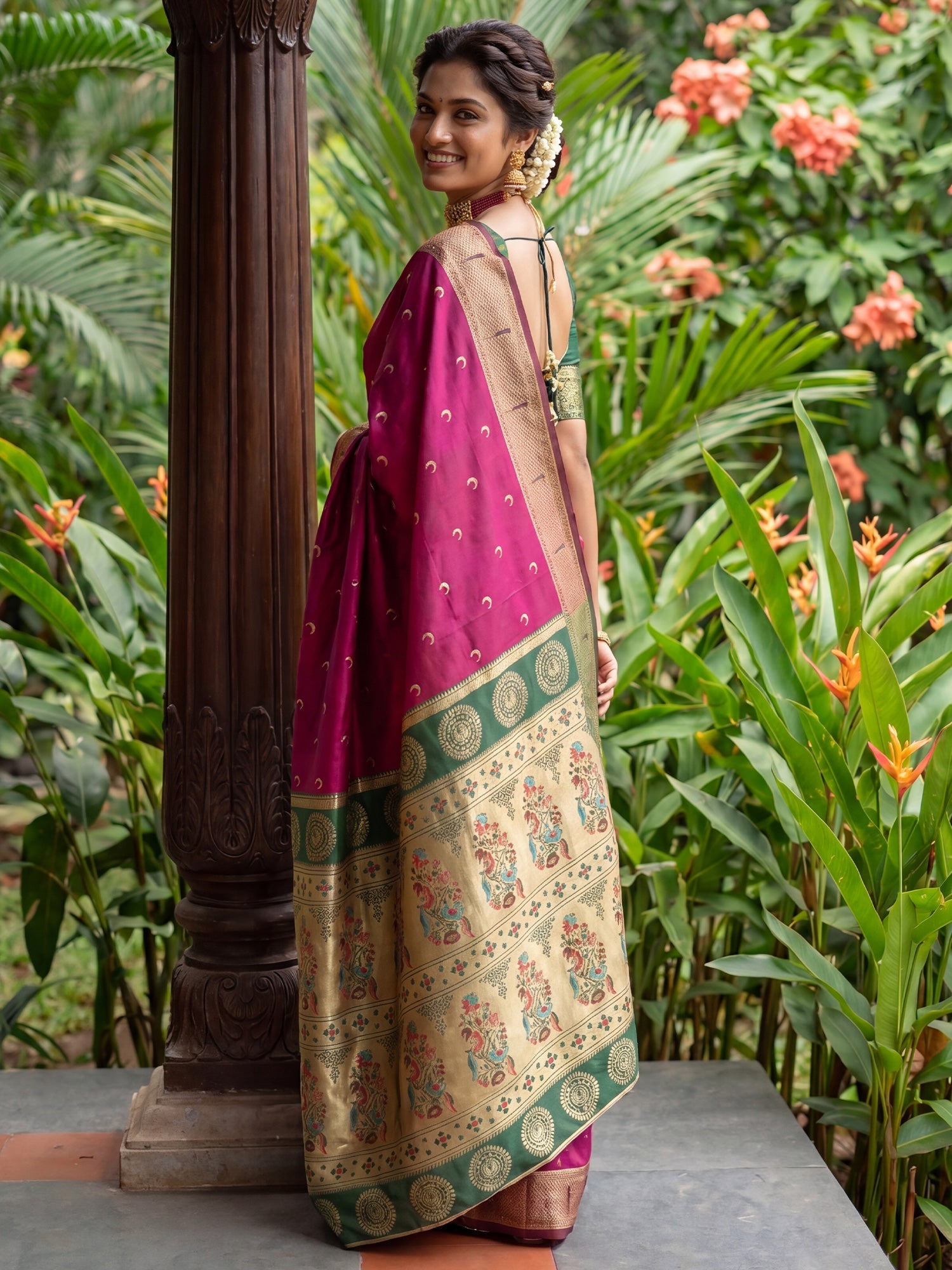 Deep Magenta Silk Saree - Ressa