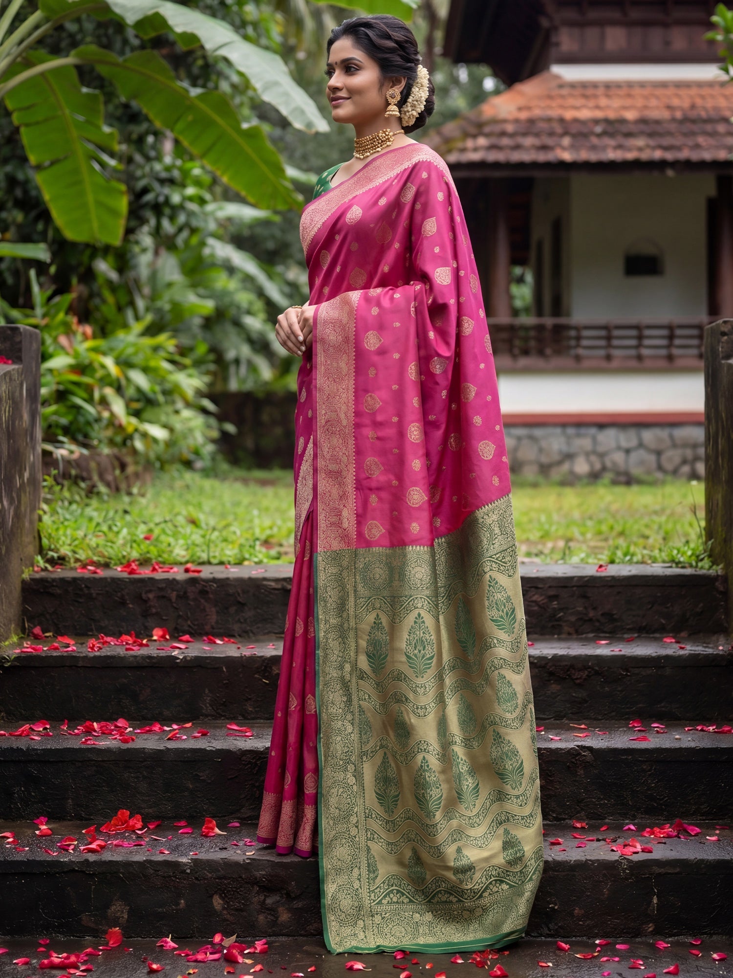 Deep Magenta Silk Saree - Ressa