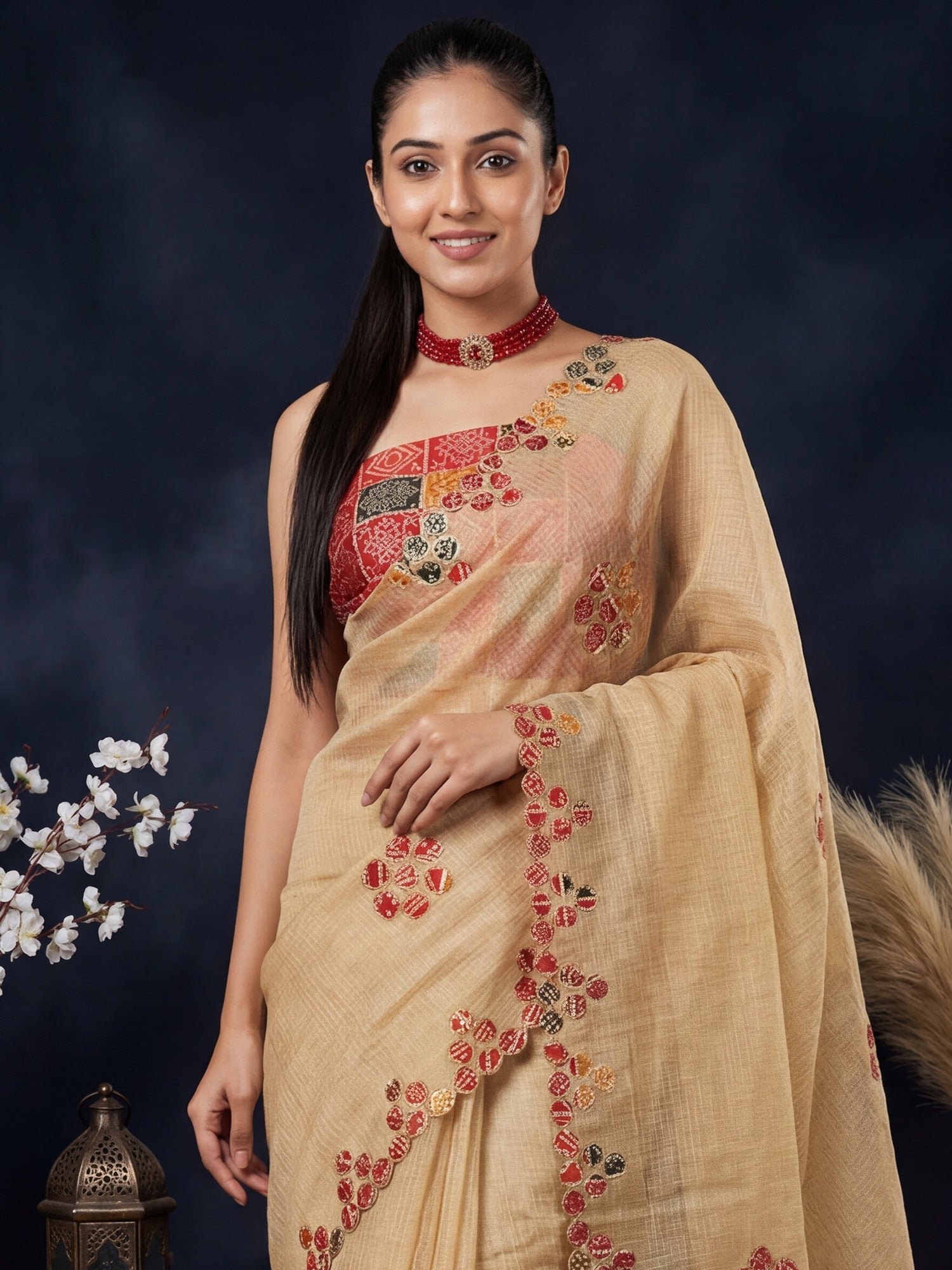 Deep Maroon Tissue Silk Saree with Zari Stripes - Ressa