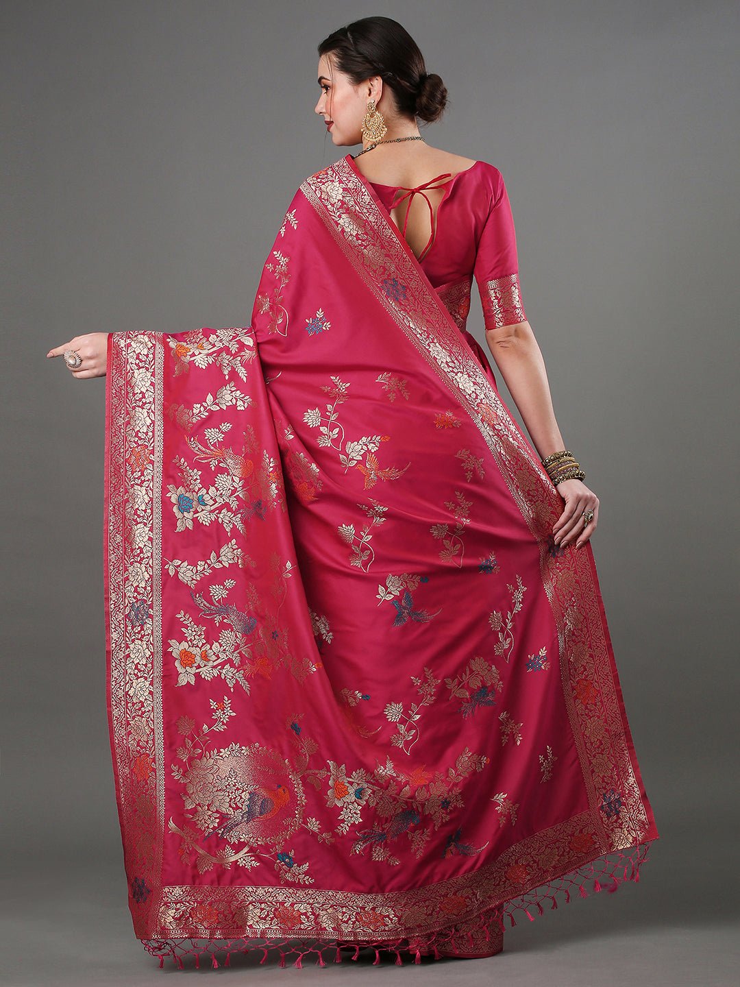 Deep Pink Banarasi Silk Saree - Ressa