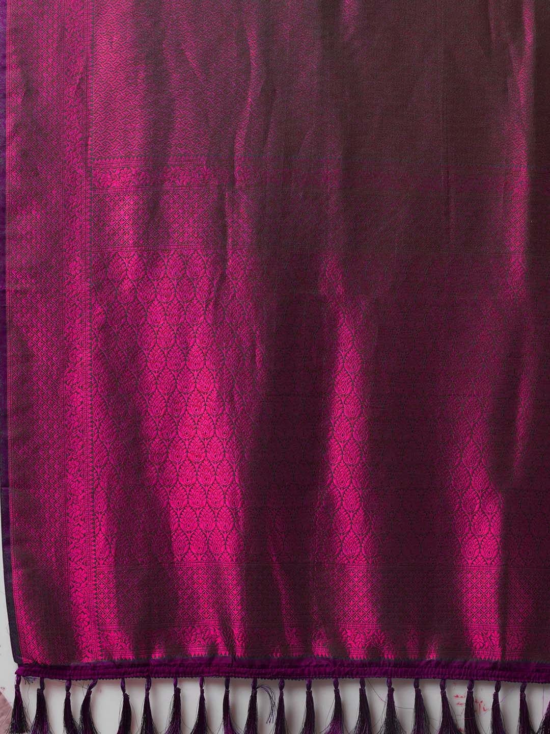 Deep Plum & Magenta Silk Saree - Ressa