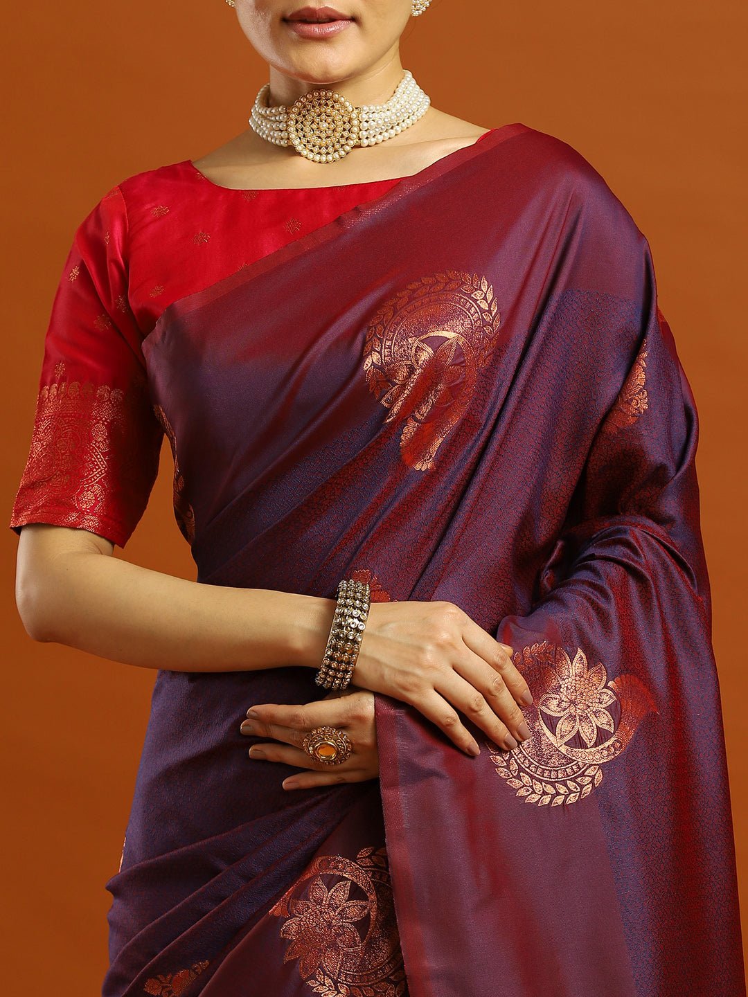 Deep Purple Banarasi Silk Saree - Ressa