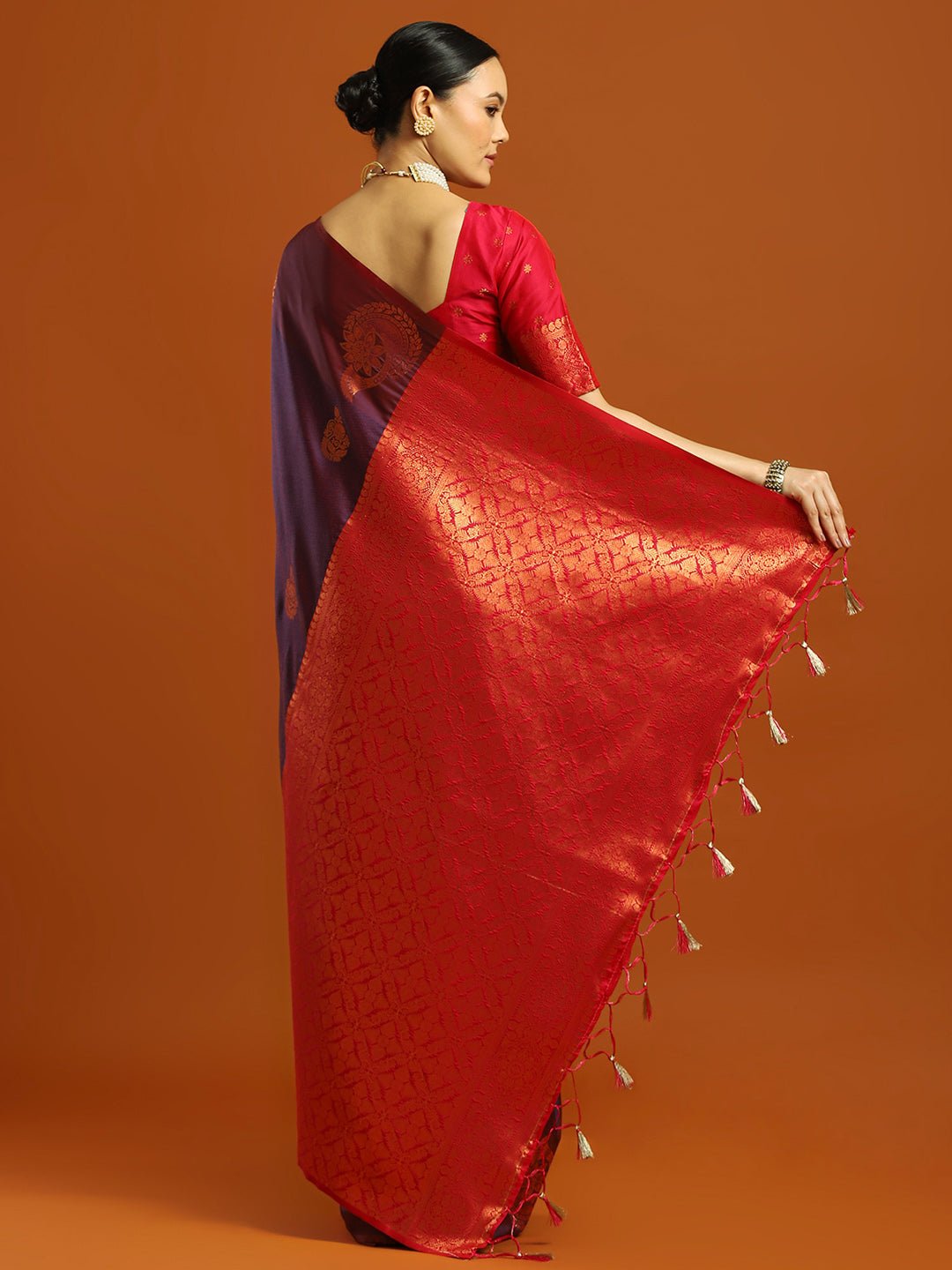 Deep Purple Banarasi Silk Saree - Ressa