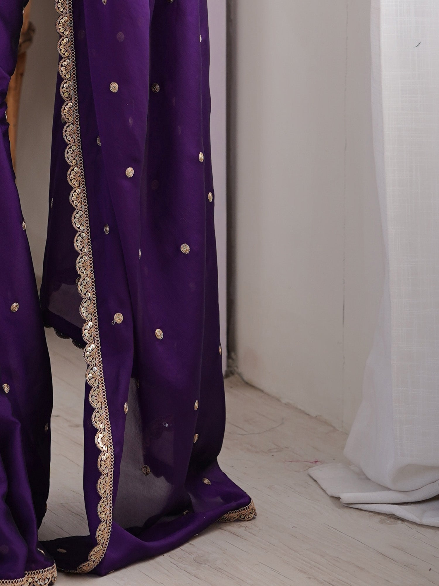 Deep Purple Emblished Georgette Saree - Ressa