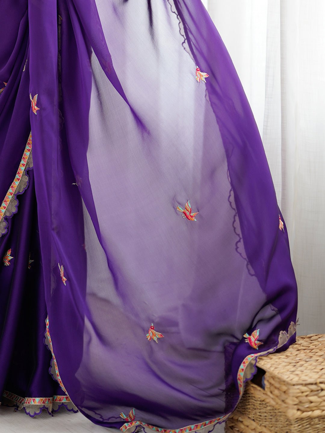 Deep Purple Georgette Saree - Ressa