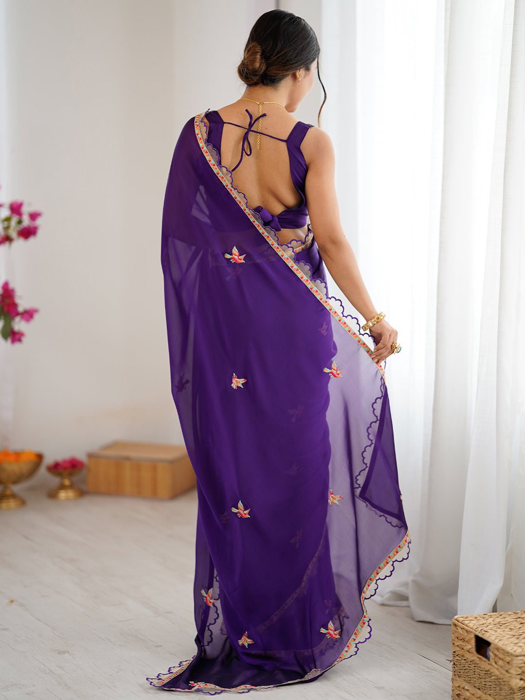 Deep Purple Georgette Saree - Ressa