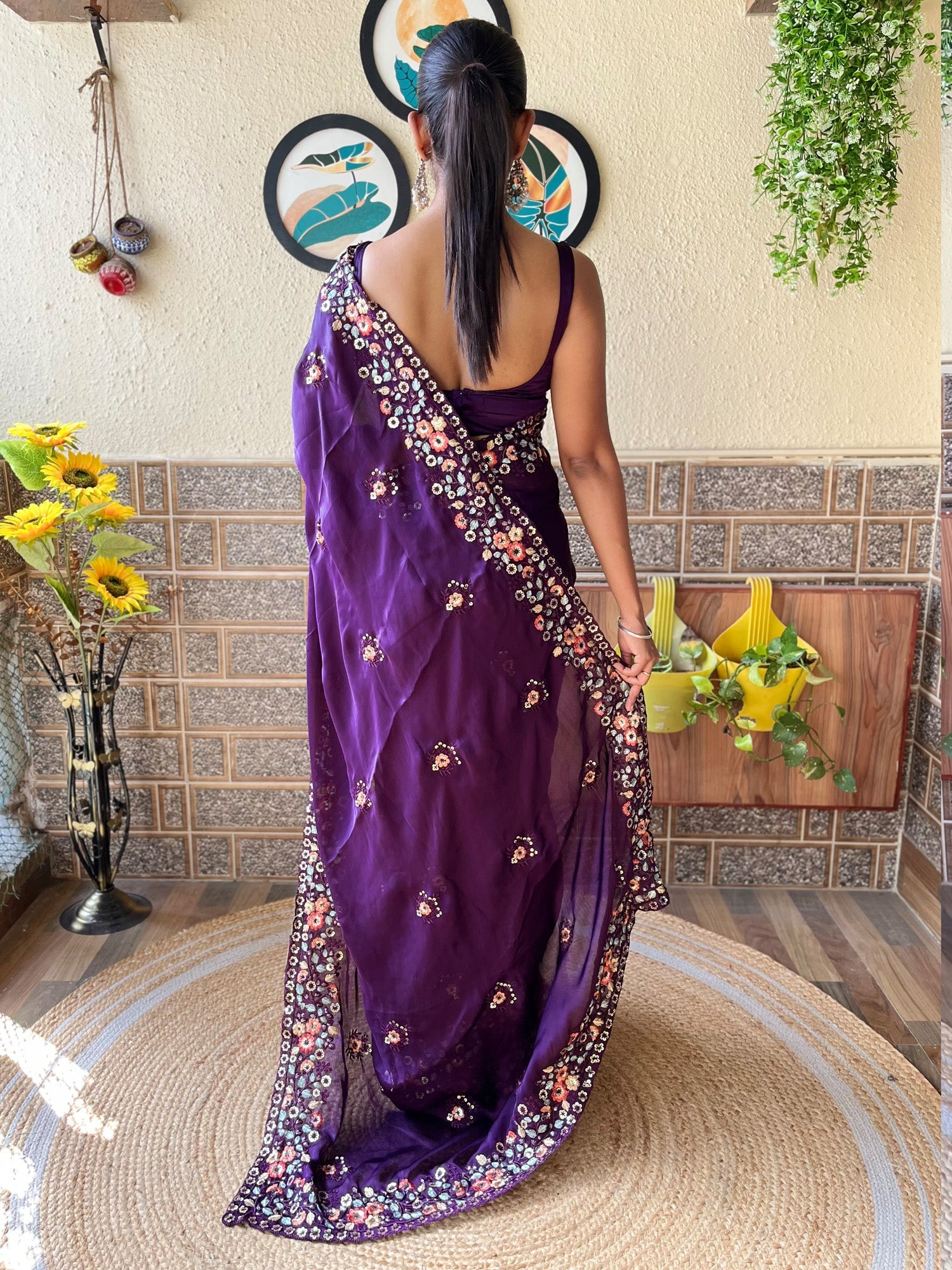 Deep Purple Silk Blend saree - Ressa