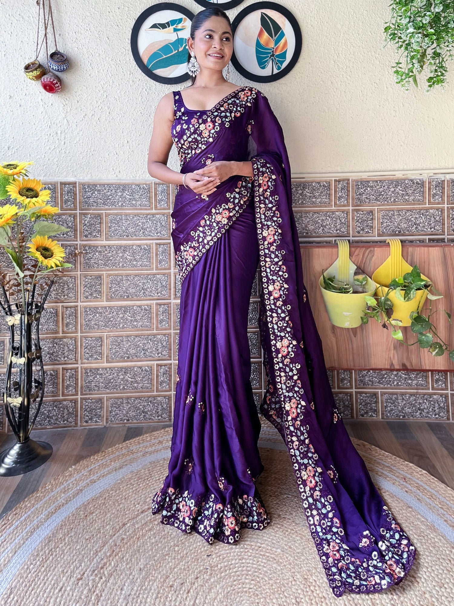 Deep Purple Silk Blend saree - Ressa
