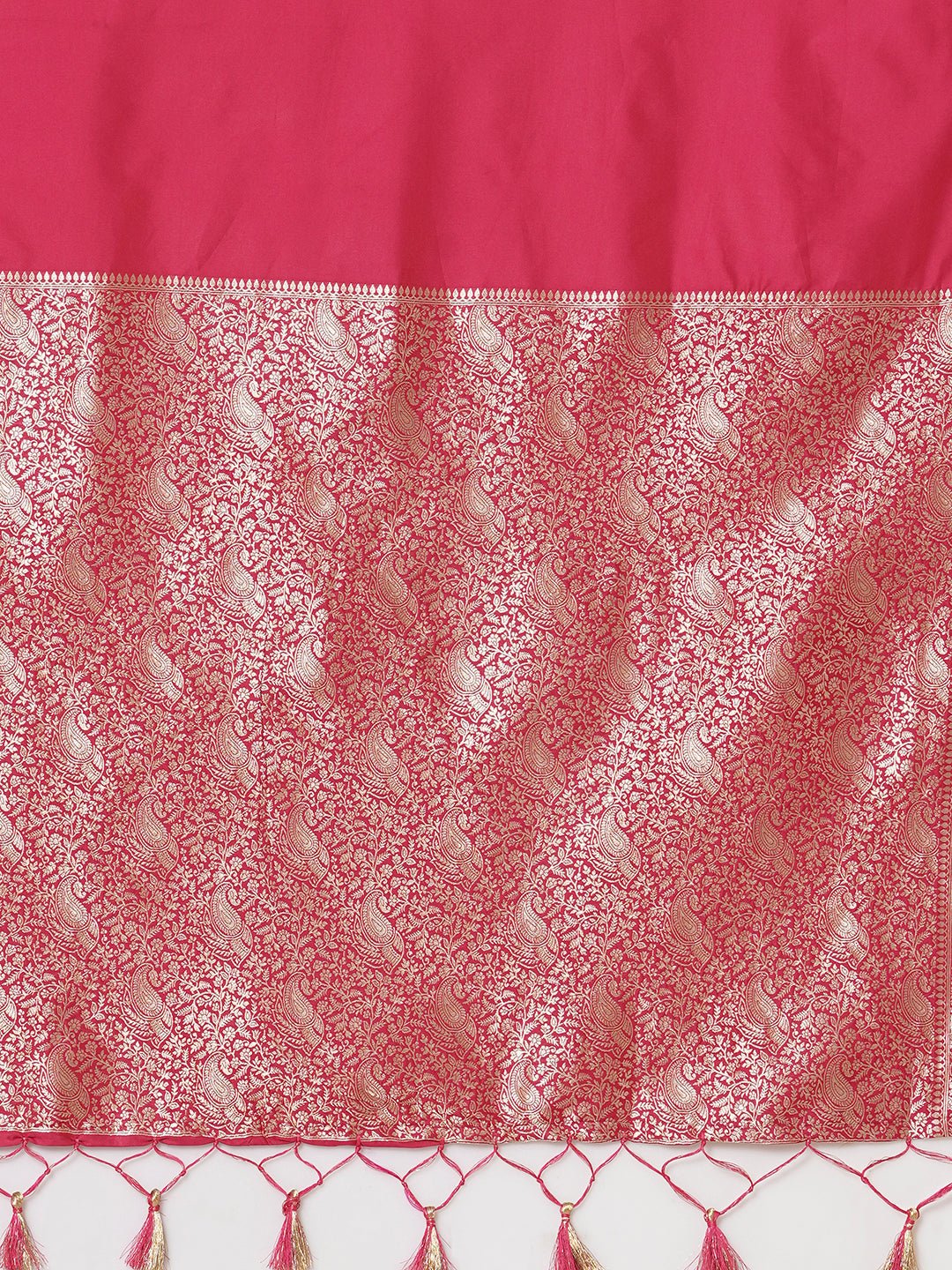 Deep Raspberry Pink Banarasi Pure Silk Saree - Ressa