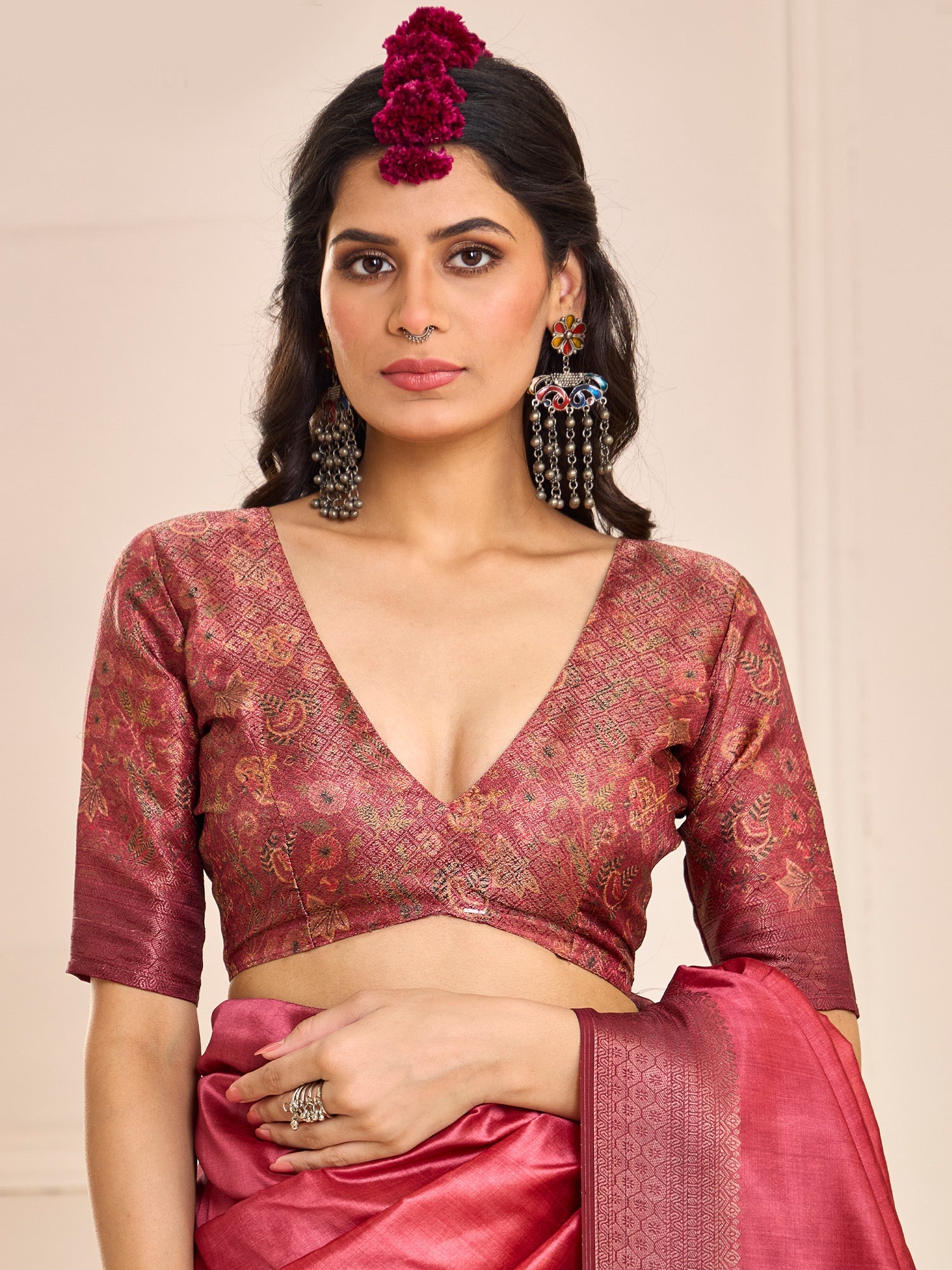 Deep Red Banarasi Silk Zari Weaving saree - Ressa