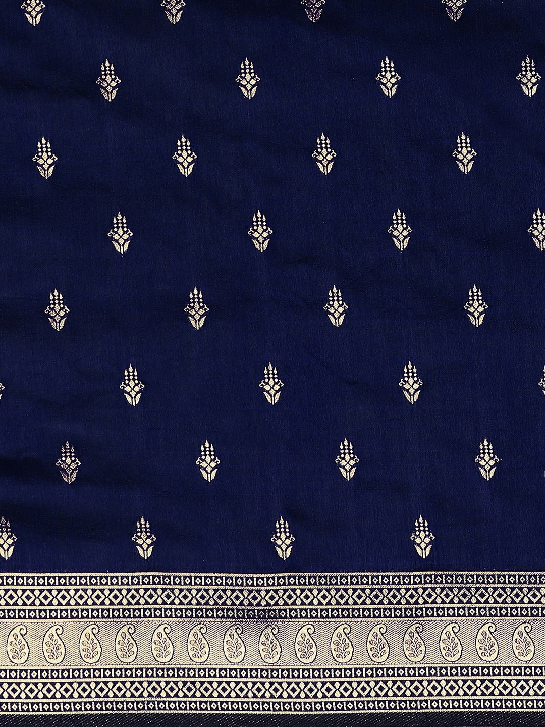 Deep Royal Navy Blue Banarasi Silk Saree - Ressa