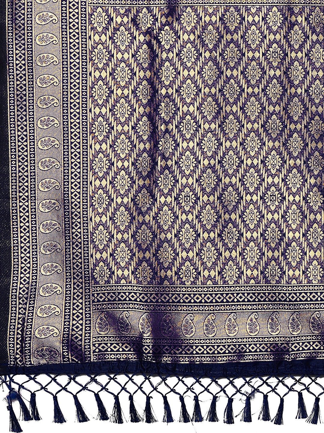 Deep Royal Navy Blue Banarasi Silk Saree - Ressa