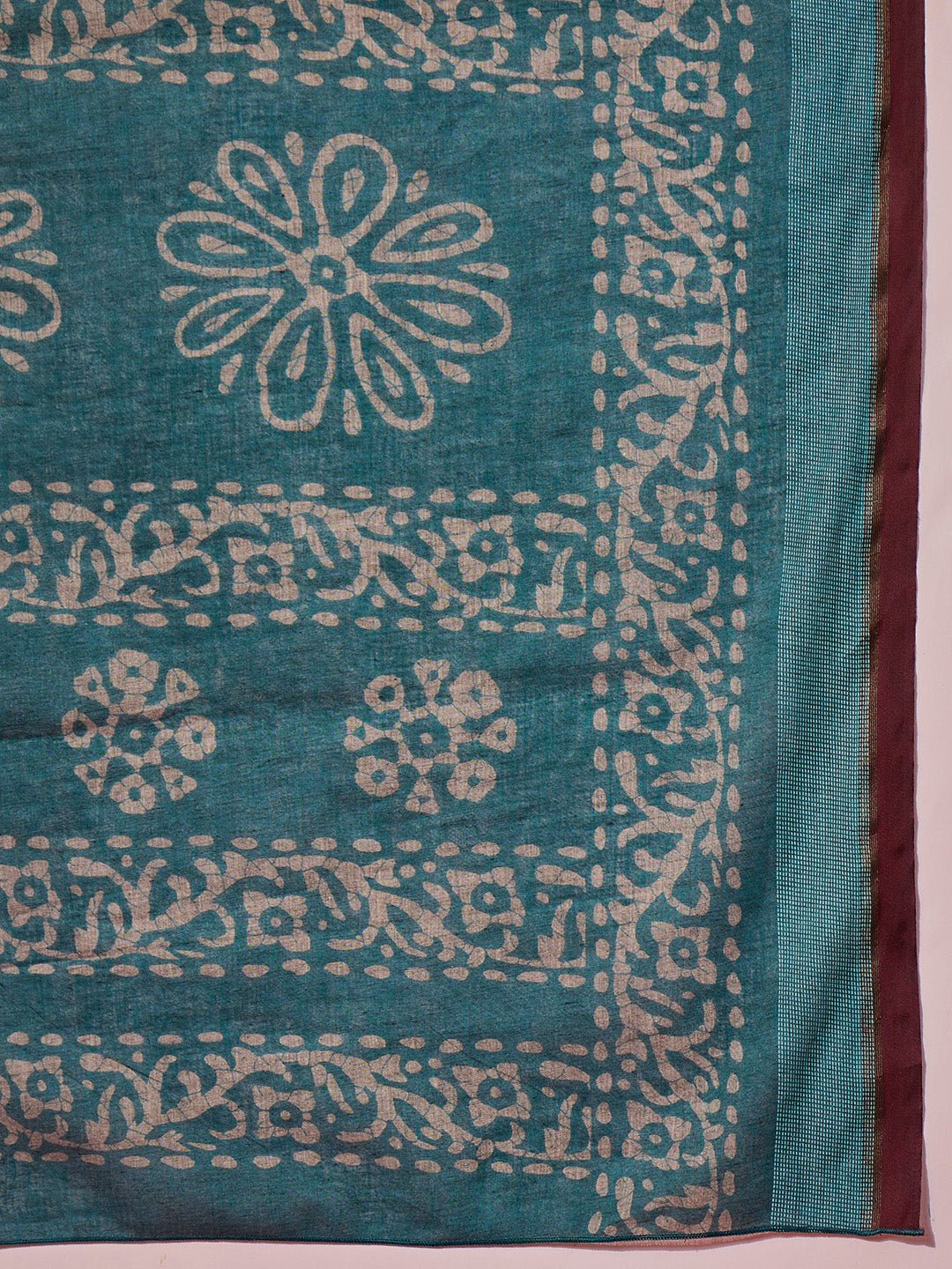 Deep Teal Green Chanderi Cotton Saree - Ressa