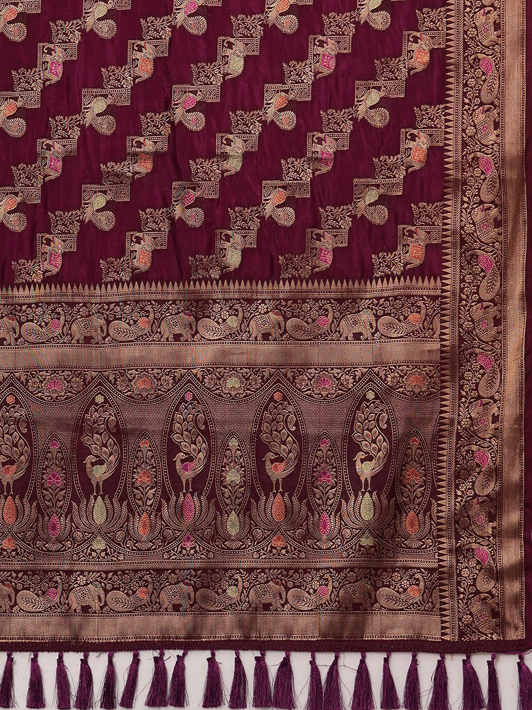 Deep wine Banarasi Silk Saree - Ressa