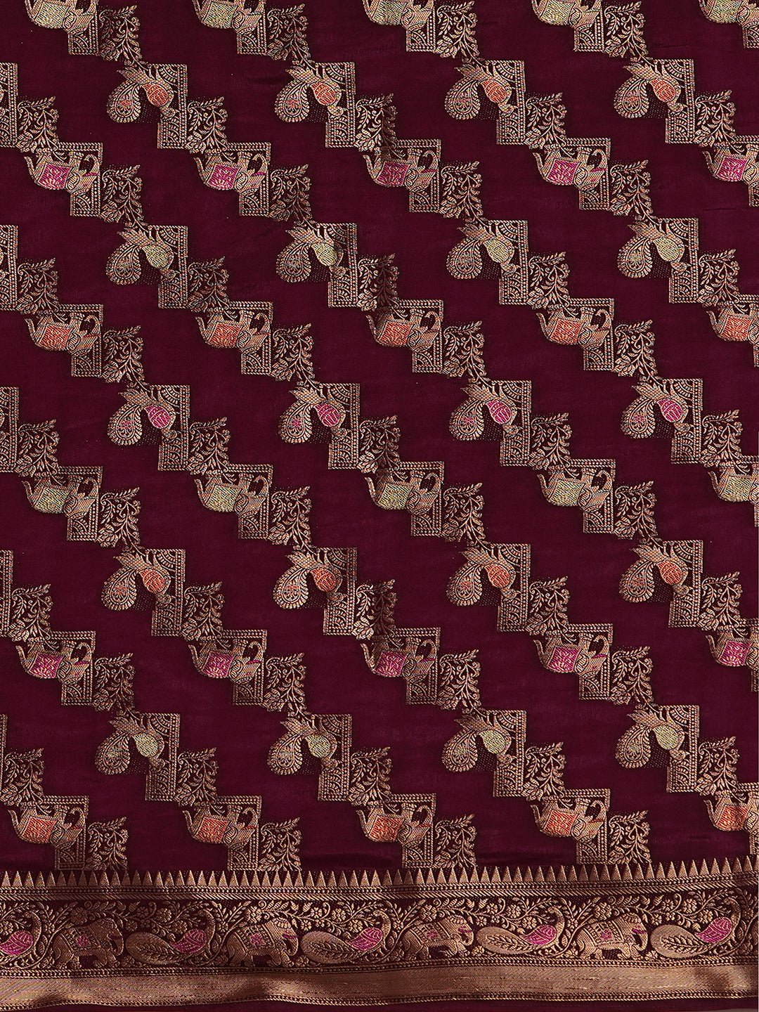 Deep wine Banarasi Silk Saree - Ressa