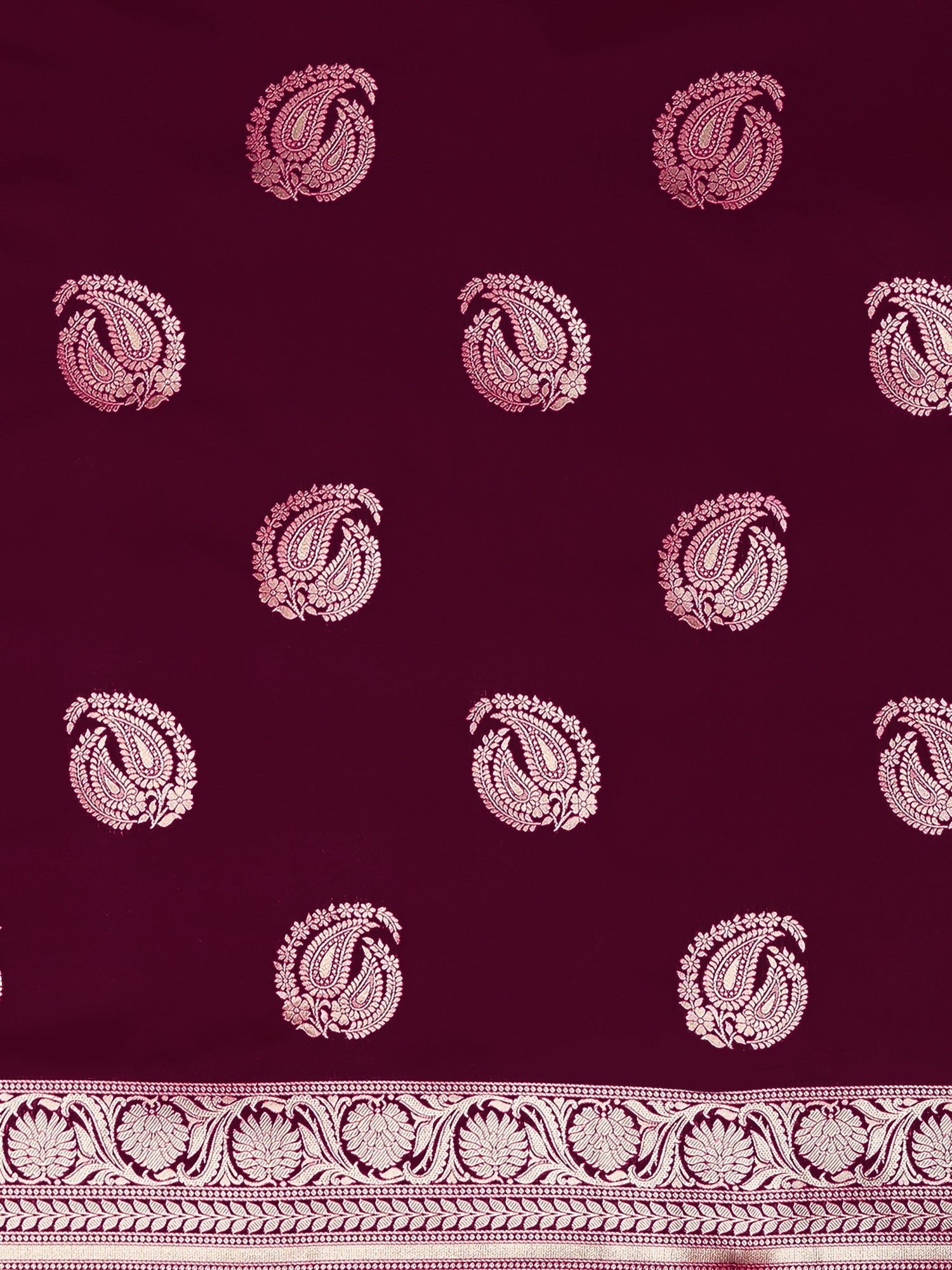 Deep Wine-Burgundy Banarasi Silk Saree - Ressa