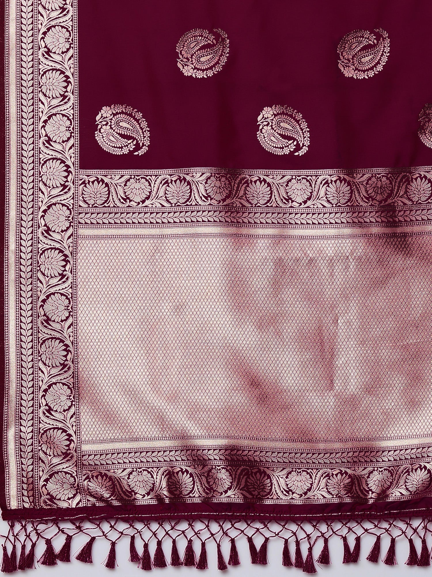 Deep Wine-Burgundy Banarasi Silk Saree - Ressa