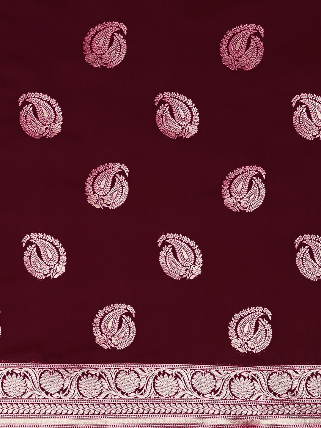 Deep Wine-Maroon Pure Banarasi Katan Silk Saree - Ressa
