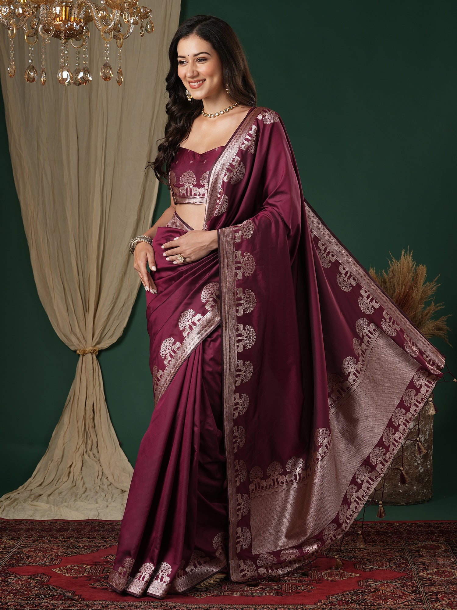 Deep Wine Saree - Ressa