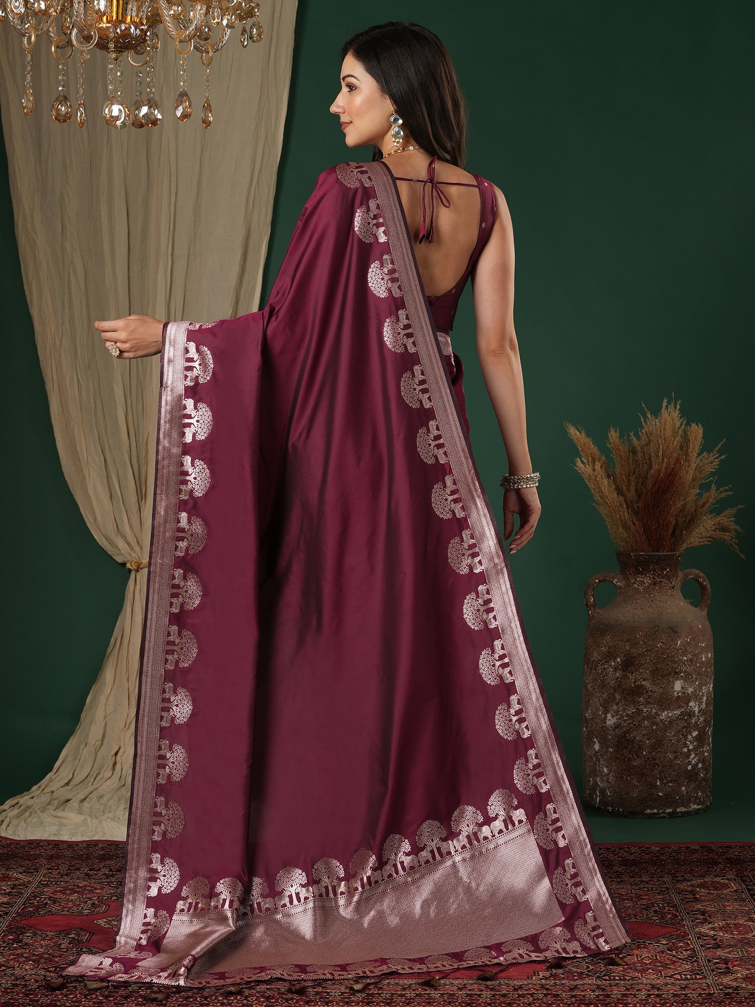 Deep Wine Saree - Ressa