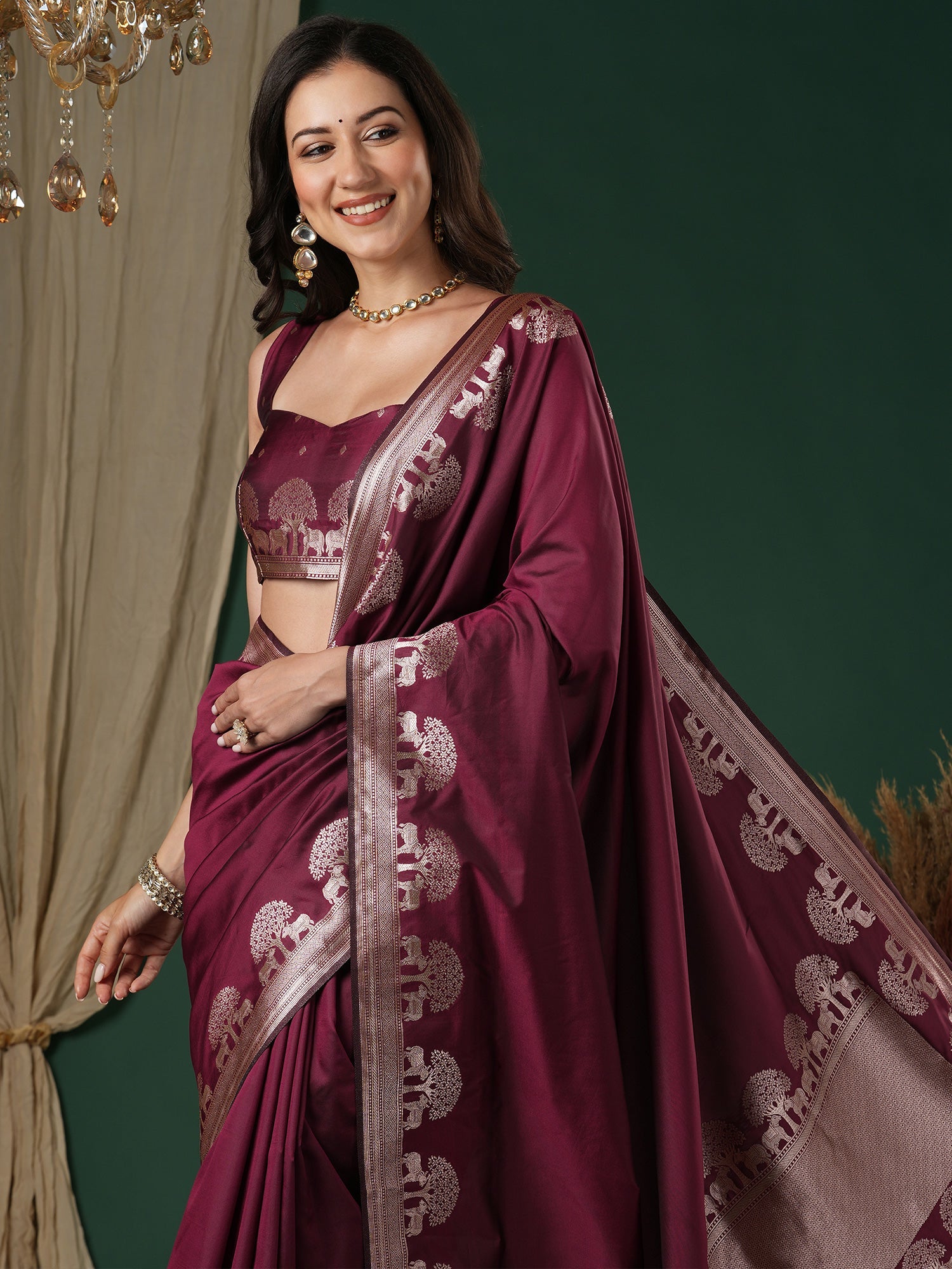 Deep Wine Saree - Ressa