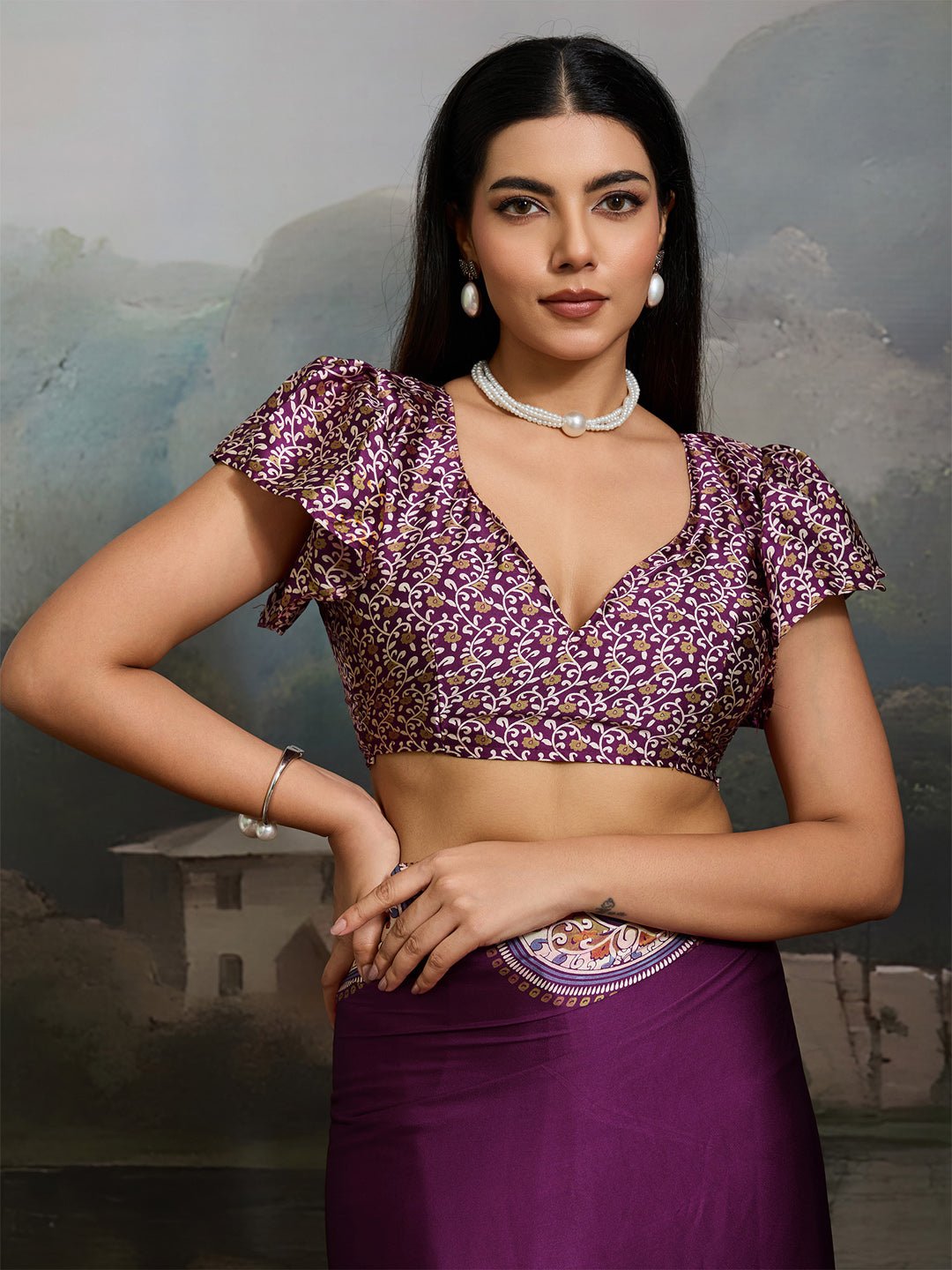 Deep Wine Satin Silk Saree - Ressa